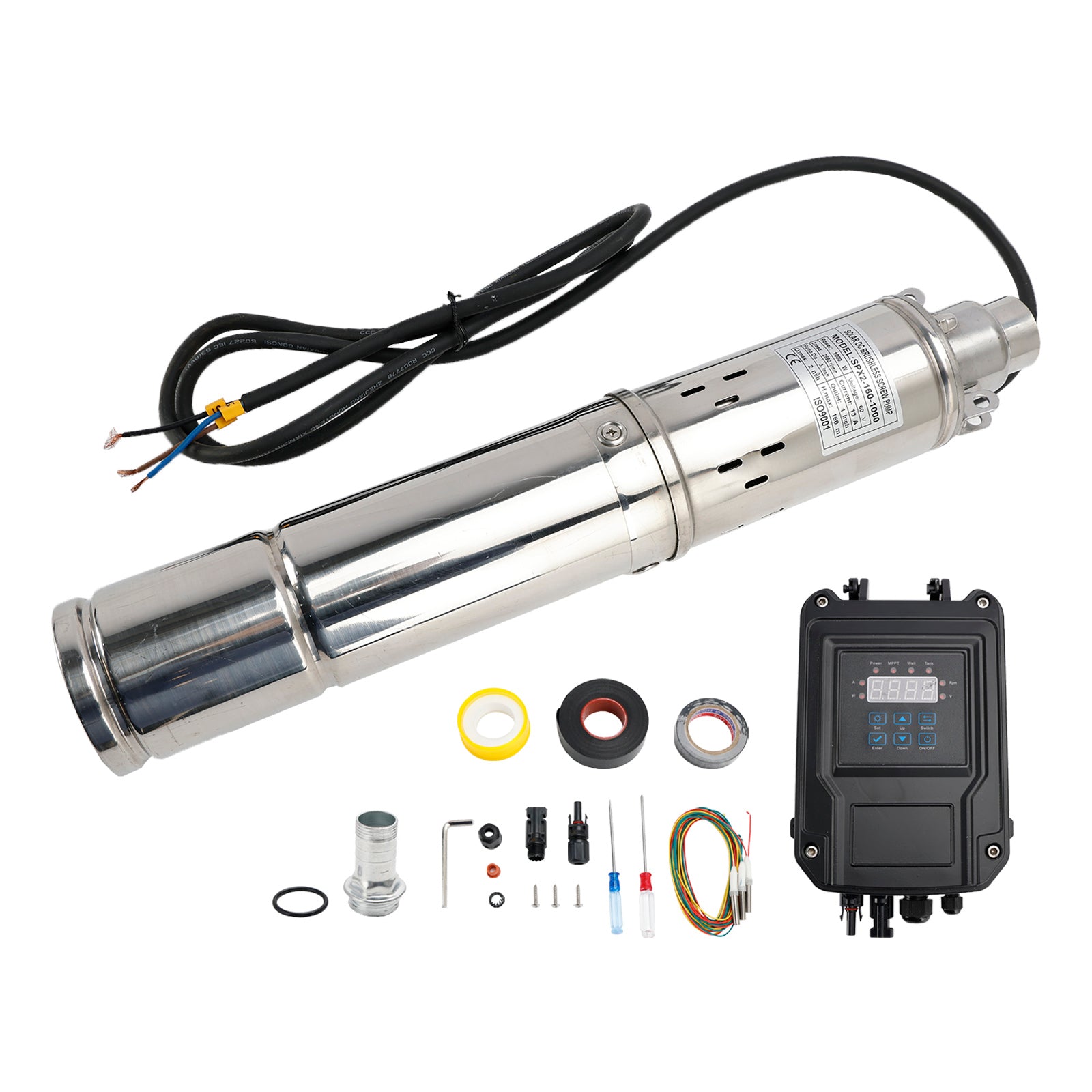 3" 60V 1KW MPPT ruuvi aurinkoporapumppu upotettava syväreikäinen teräspää 160M
3" 60V 1KW syvä kaivo aurinko upotettava reikä vesipumppupää 160M
