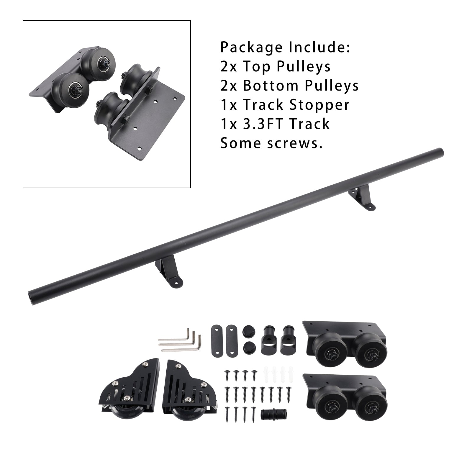 Kit de quincaillerie pour échelle coulissante de bibliothèque roulante avec frein, tube rond de 3,3 pieds