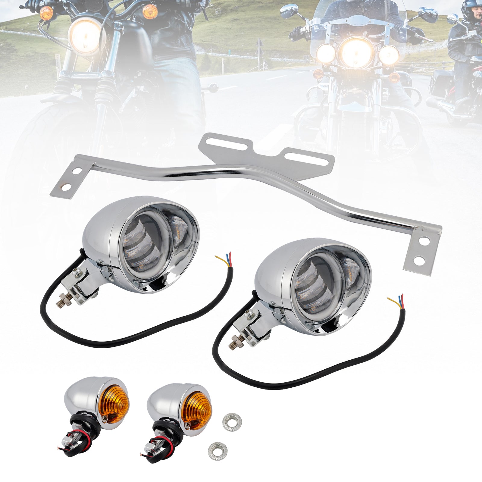 Gepersonaliseerd verchroomd chroom mistlicht, compatibel met racer-, bobber- en chopper -modellen, N ° D21