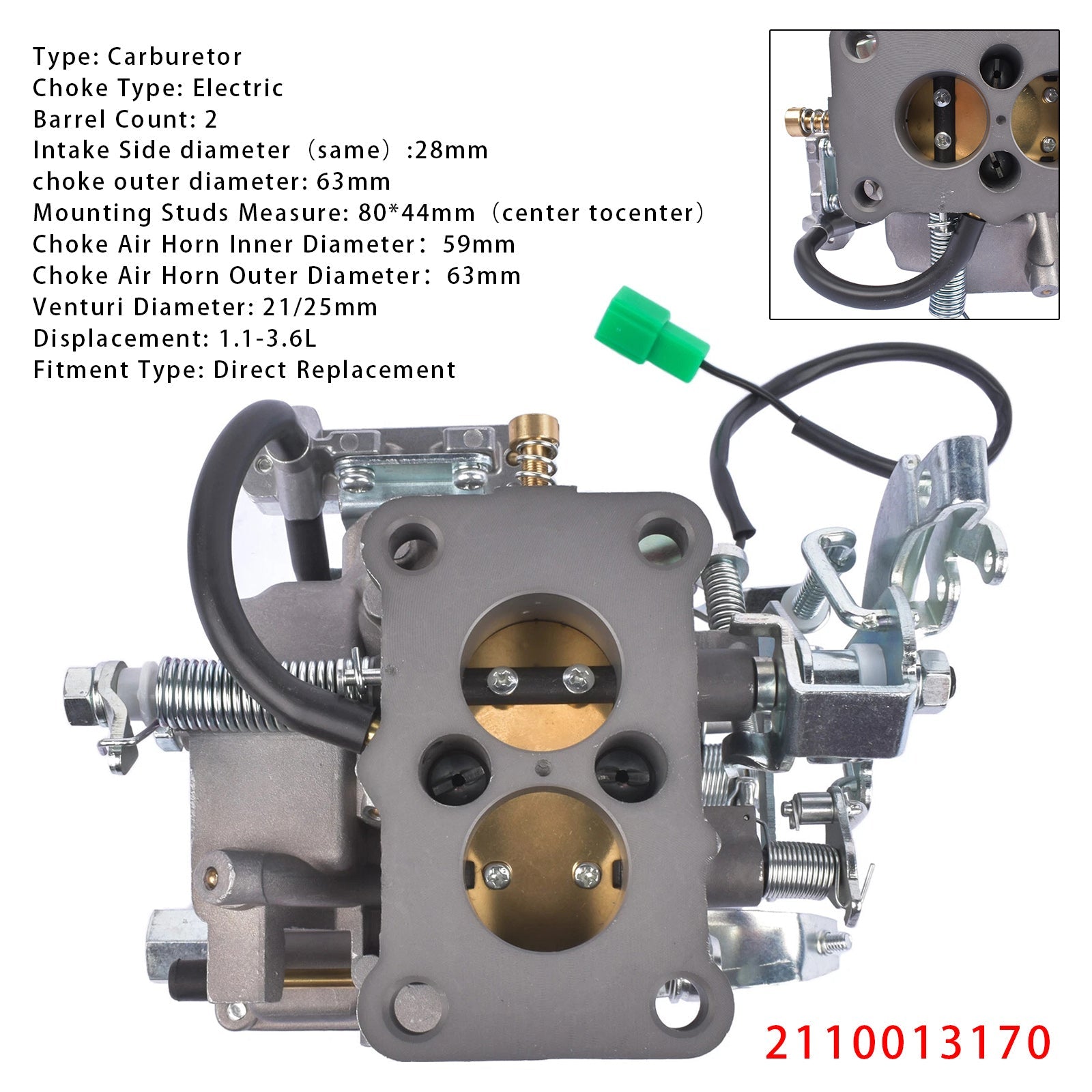 Kit carburatore 2110013170 per Toyota Corolla DLX Coupé 2 Porte 1981 1,8 L