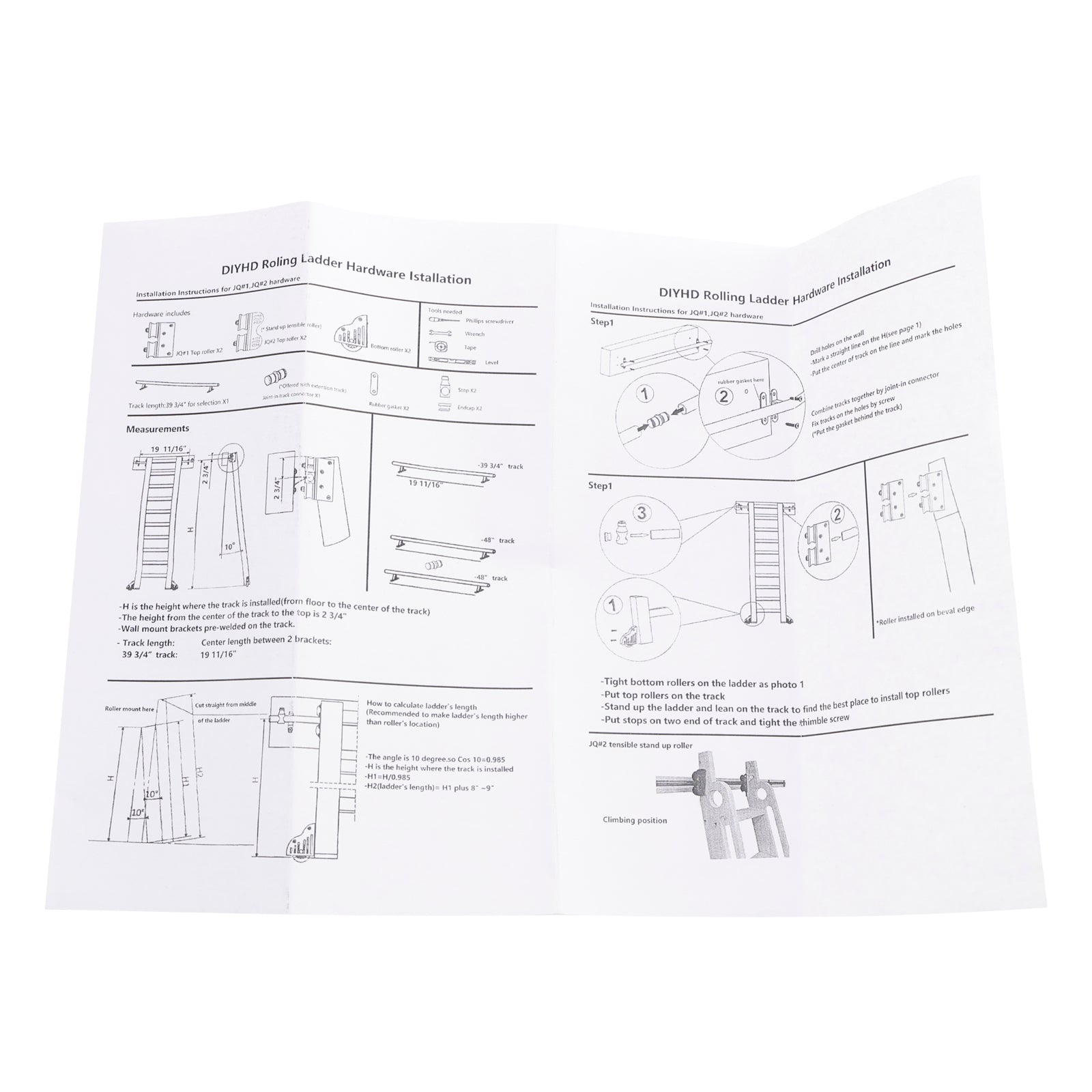 Quincaillery -sarja liukuvaan valssauskirjasto -asteikkoon jarruilla, 3,3 jalkaa pyöreä putki