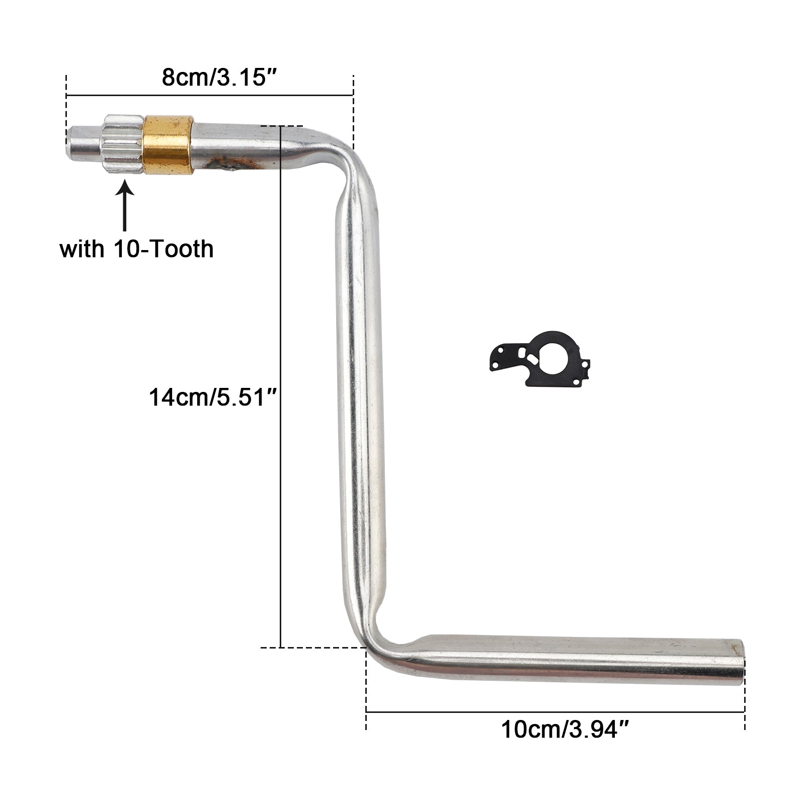Manivelle pour camping-car coulissant avec engrenage à 10 dents à l'extrémité