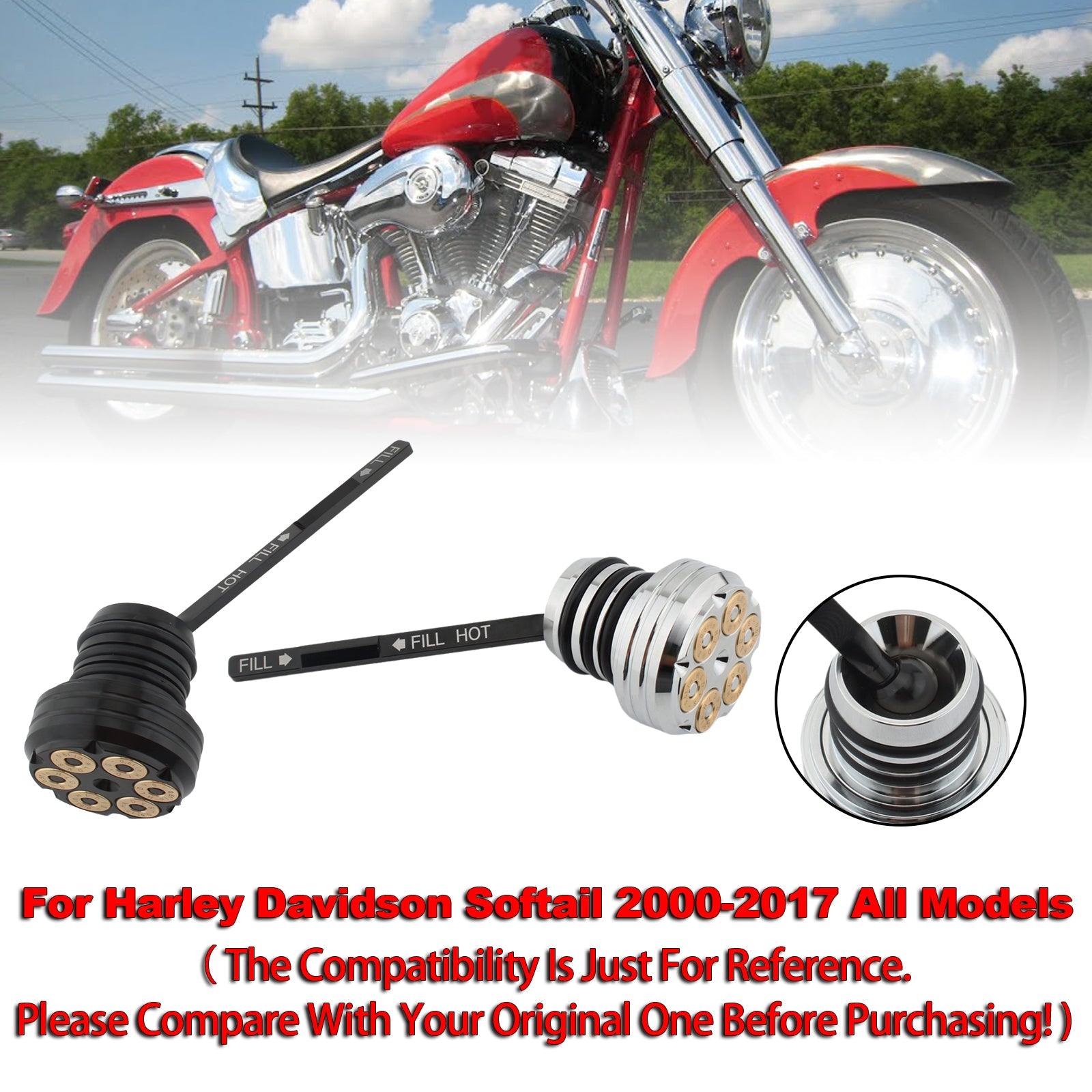 Tapa del tanque de medidor de aceite para Softail 2000-2017 Todos los modelos