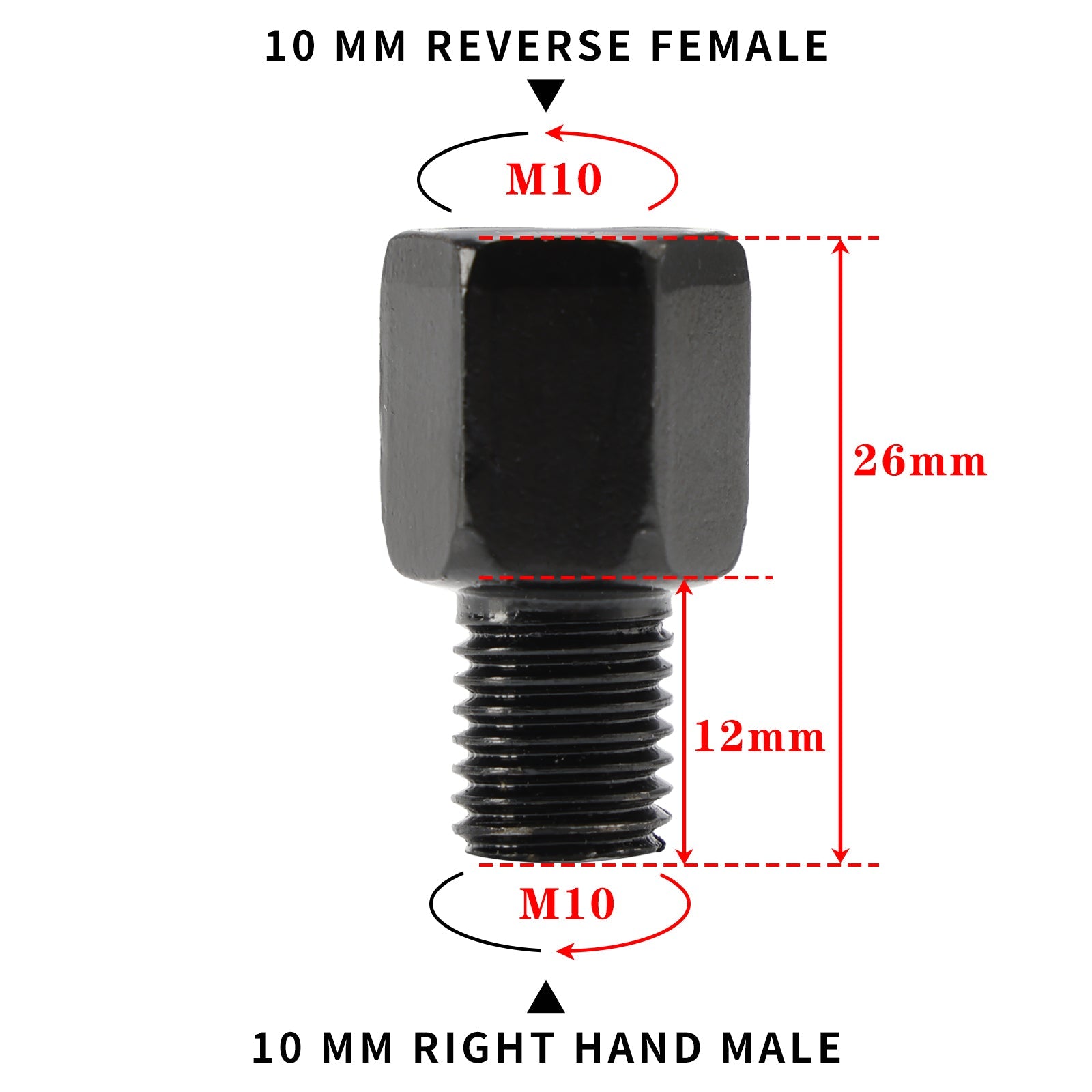 2 adattatori universali per specchietti moto e scooter da 10 mm a 10 mm standard