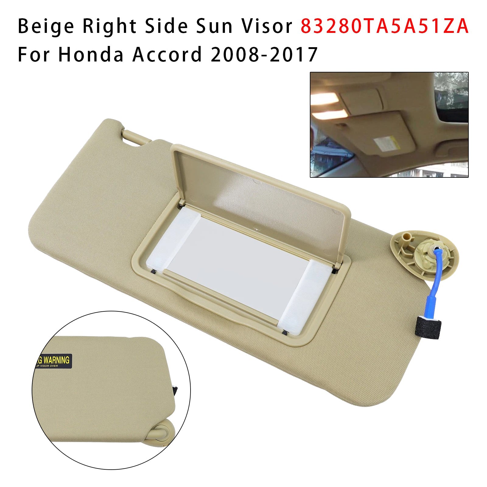 Visiera parasole beige destra per Honda Accord 2008-2017, riferimento 83280TA5A51ZA