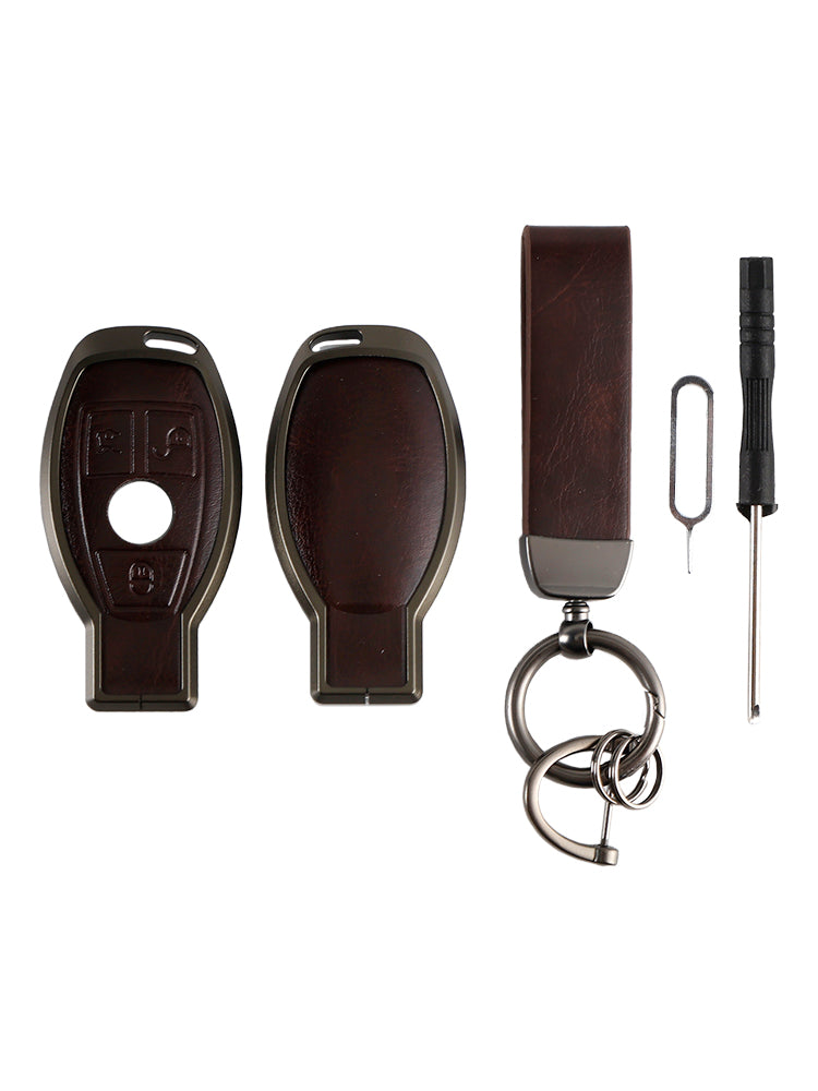 Custodia per chiave in lega per auto'TPU in alluminio marrone per Benz GLC GLK CLS GLA CLA AMG