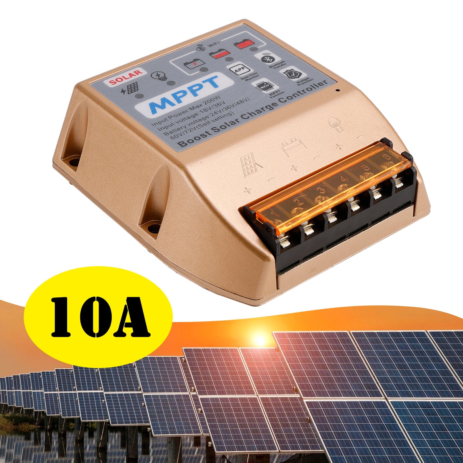 Contrôleur solaire MPPT Boost 10 A/20 A/30 A 24 V, 36 V, 48 V, 60 V, 72 V, application mobile, contrôle intelligent
