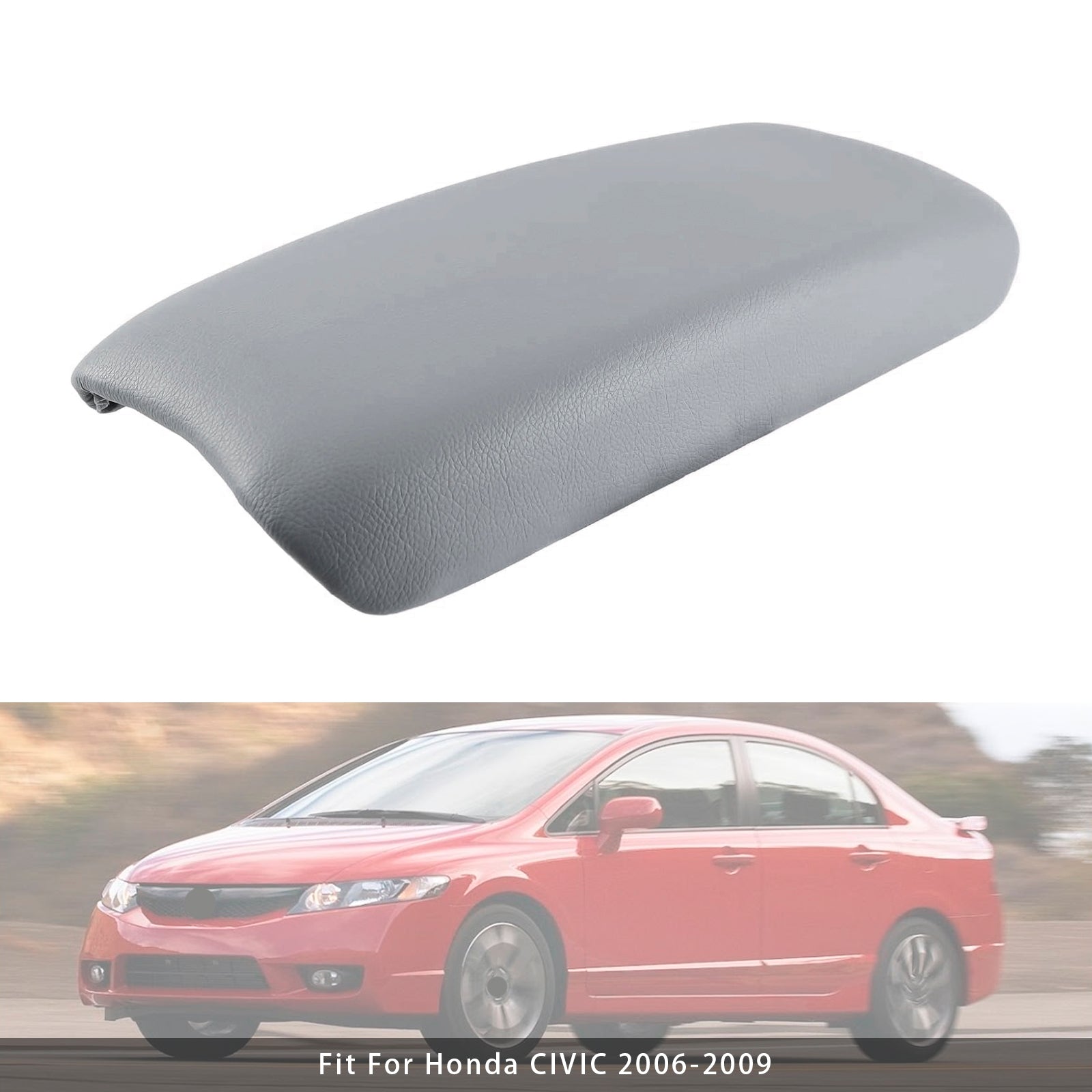 Copertura della console centrale con bracciolo in pelle grigia per Honda Civic 2006-2009