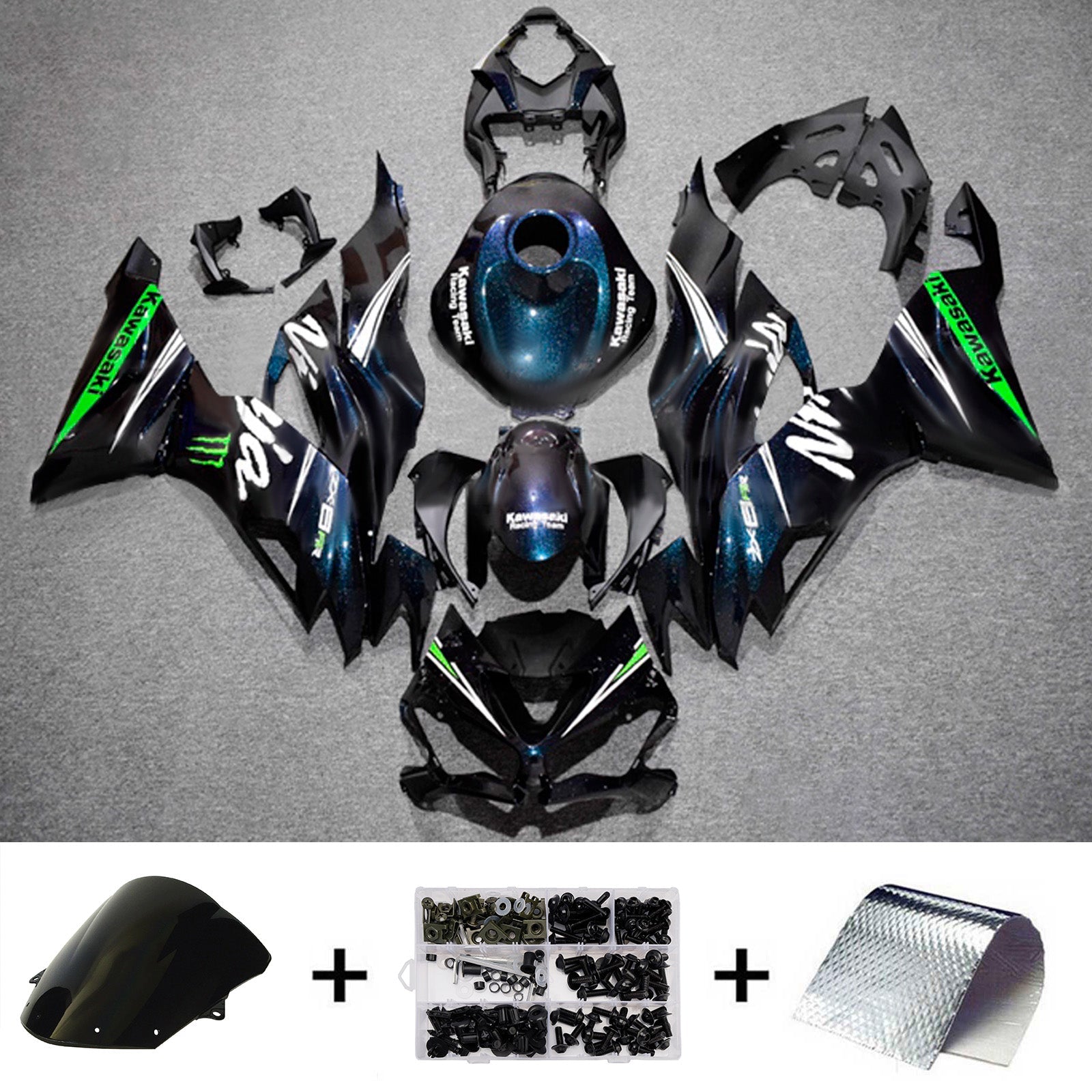 ABS-muovinen ruiskutettu suojasarja, yhteensopiva Kawasaki ZX6R 2019-2023 kanssa