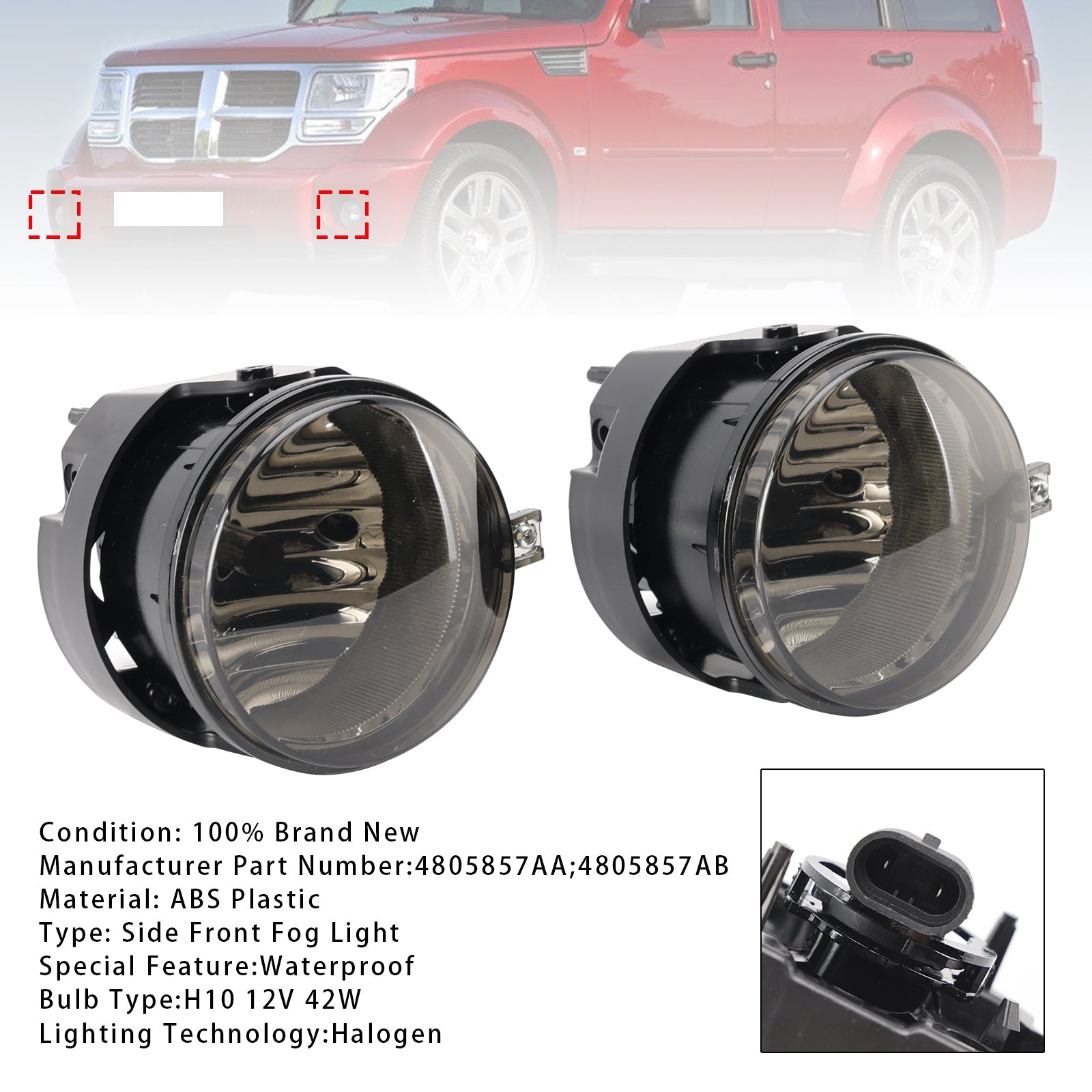 Par de luces antiniebla para Dodge Chrysler Calibre Jeep Compass 4805857AA