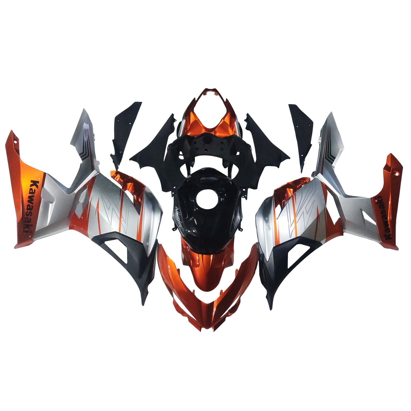Amotopart Kawasaki EX400/Ninja 400 2018-2023 Oranssi hopea suojaussarja Korirakenne ABS-muovi