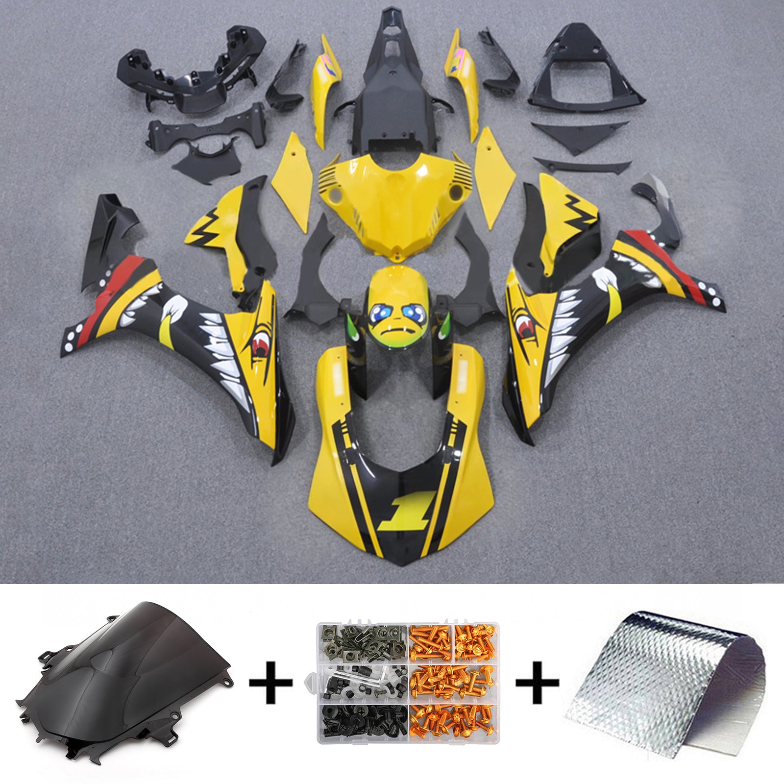 Kit de carénage en plastique ABS injecté compatible avec Yamaha YZF 1000 R1 2015-2019