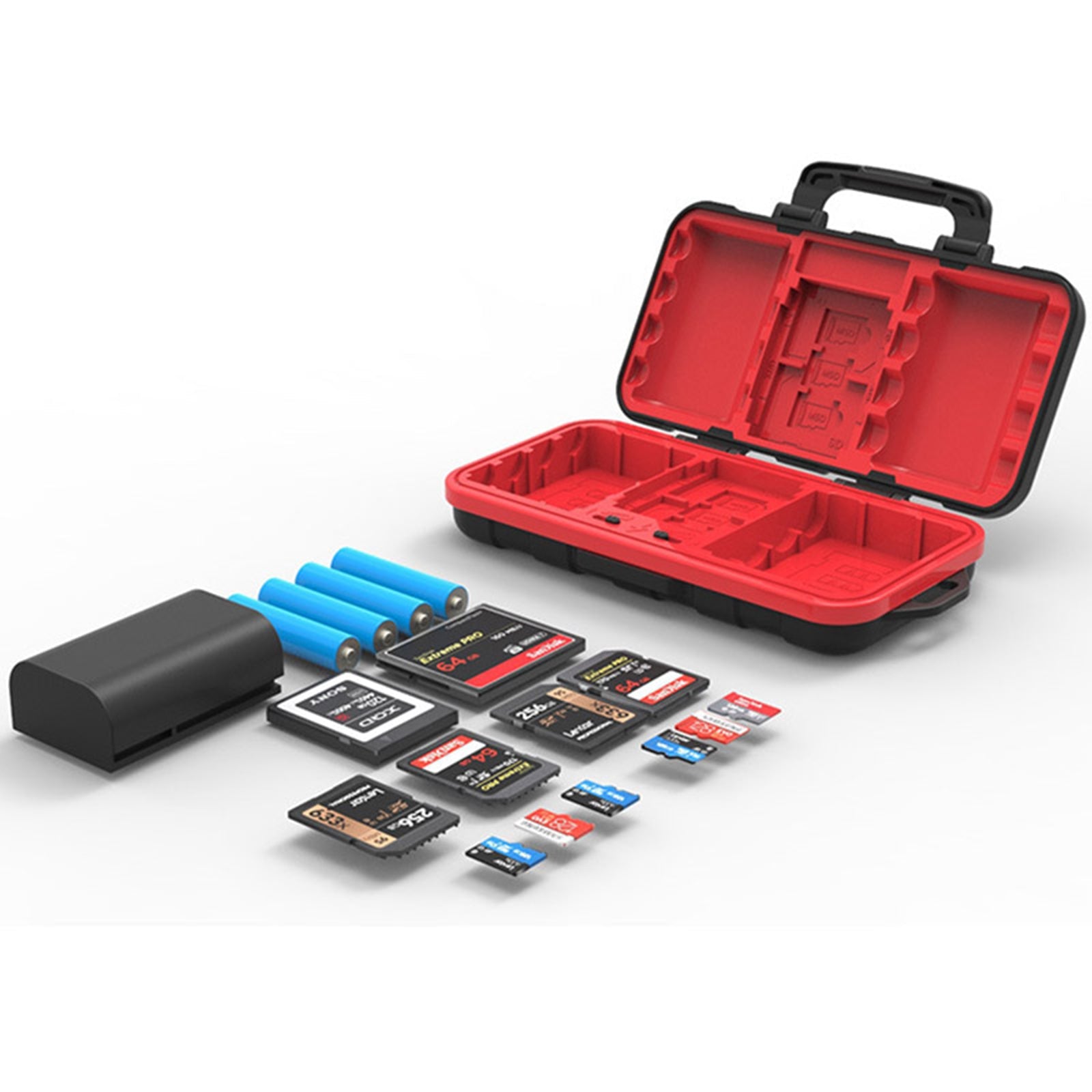 Custodia Per Batterie E Schede SD – Contenitore Per 2 Batterie, 4 SD E 3 CFA, Organizer Da Viaggio Per Fotocamere