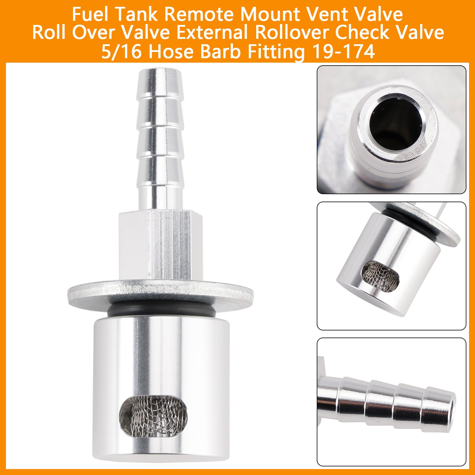 Válvula de retención externa para ventilación del tanque de combustible, conexión de 5/32" para manguera16"" 19-174