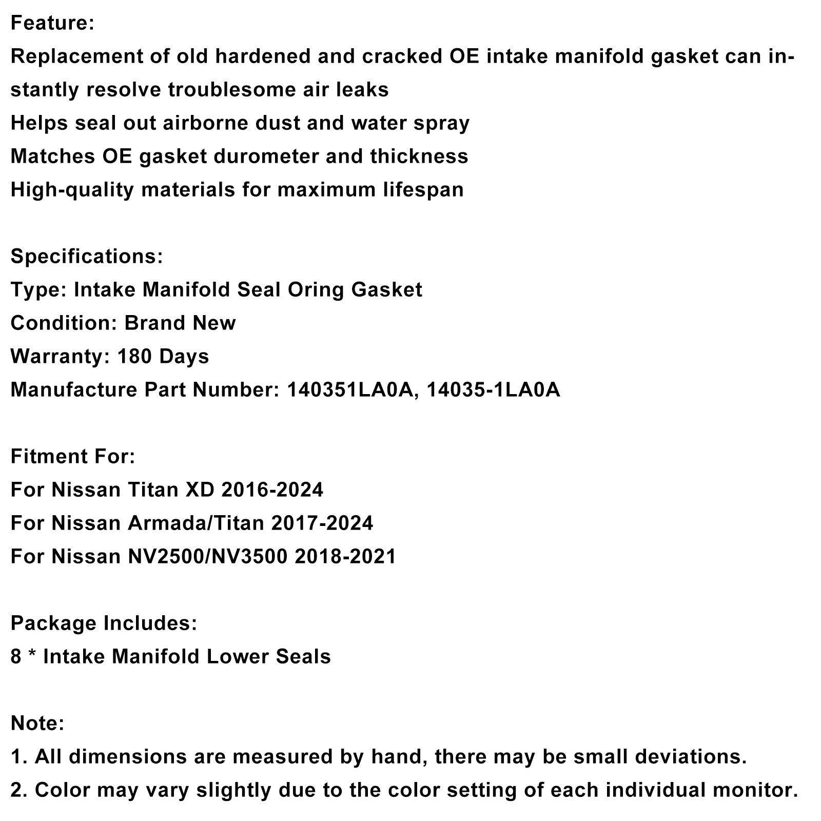 Giunto collettore di aspirazione da 8 pezzi per Nissan Titan XD 2016-2024 140351LA0A