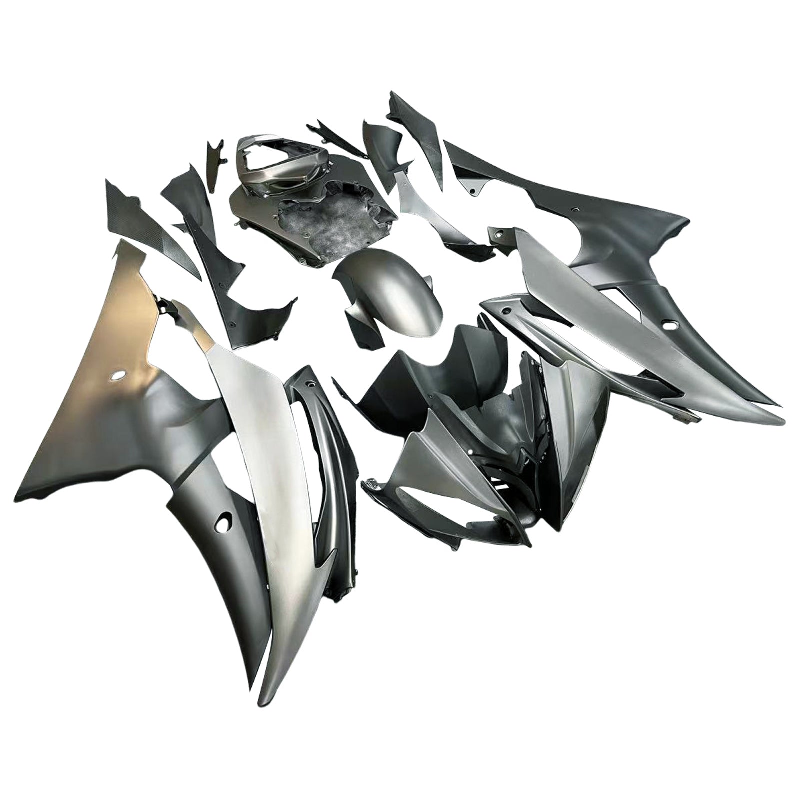 Kit de carénage en plastique moulé par injection gris et noir pour Yamaha YZF-R6 2008-2016Kit de carénage en plastique moulé par injection gris et noir pour Yamaha YZF-R6 2008-2016