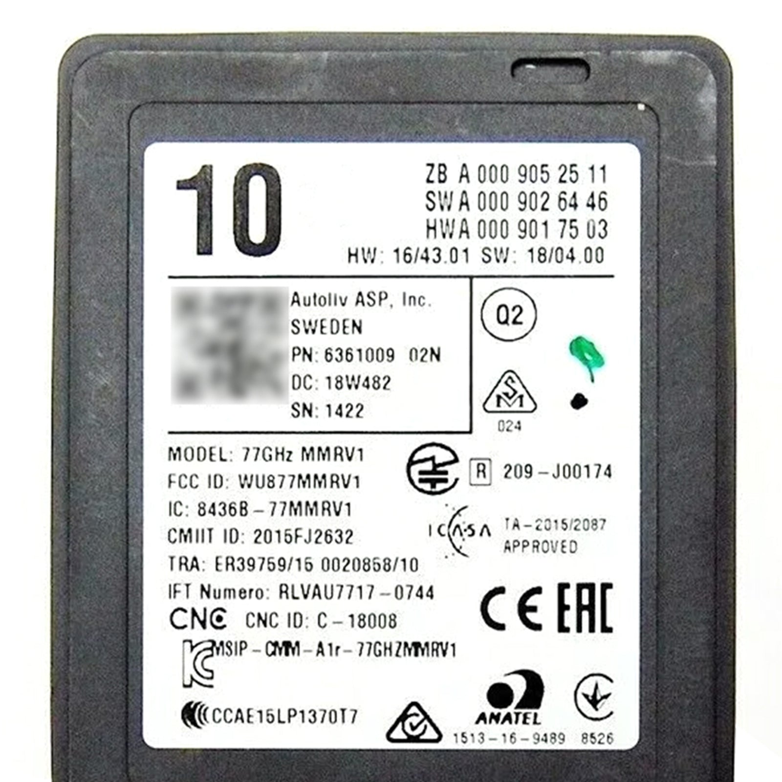 Distronica A0009052511 Sensore radar per Mercedes C 205