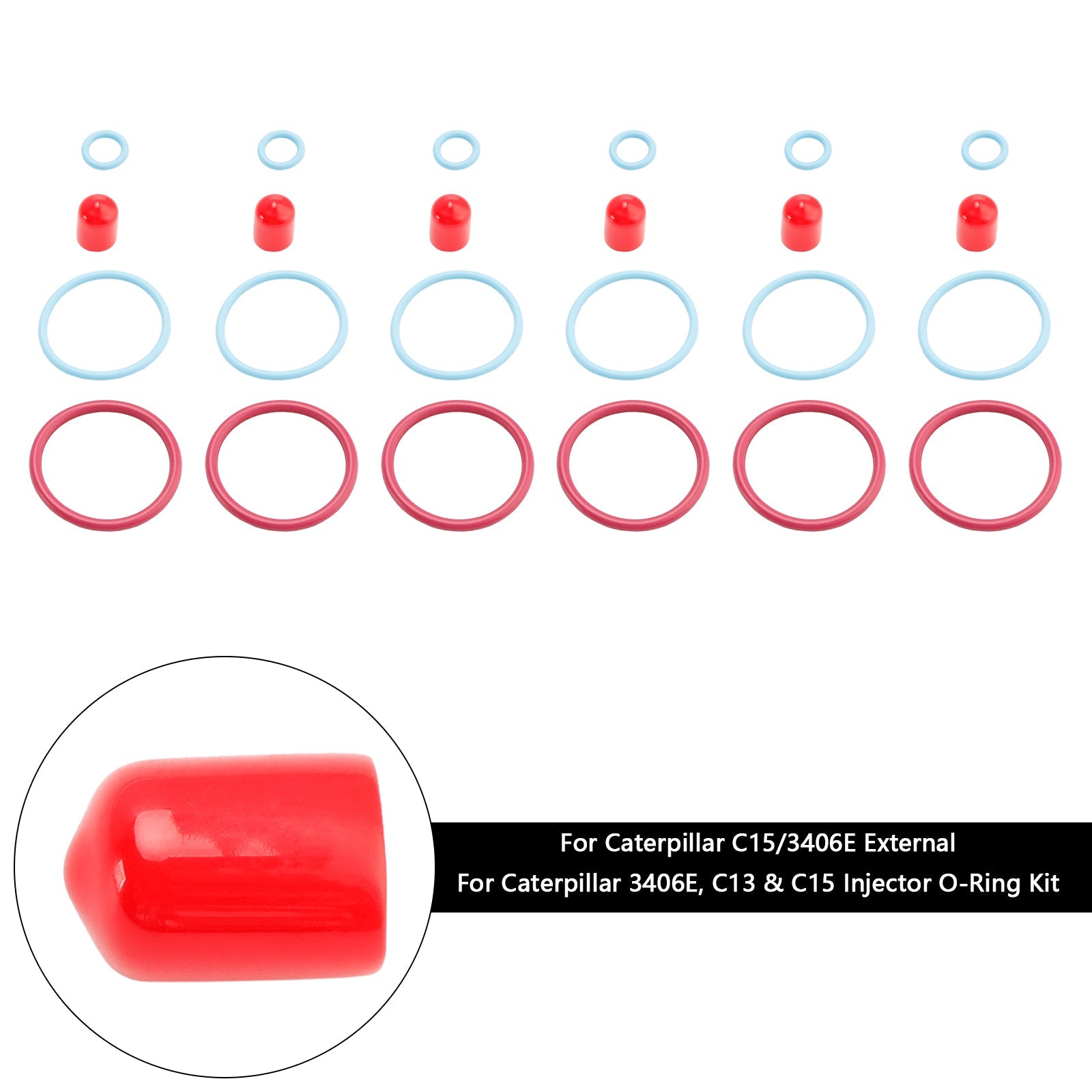 Kit de joints toriques pour injecteurs de carburant externes CAT C15/3406E 6 pièces pour Caterpillar 2481394 248-394 189-5390 1895390