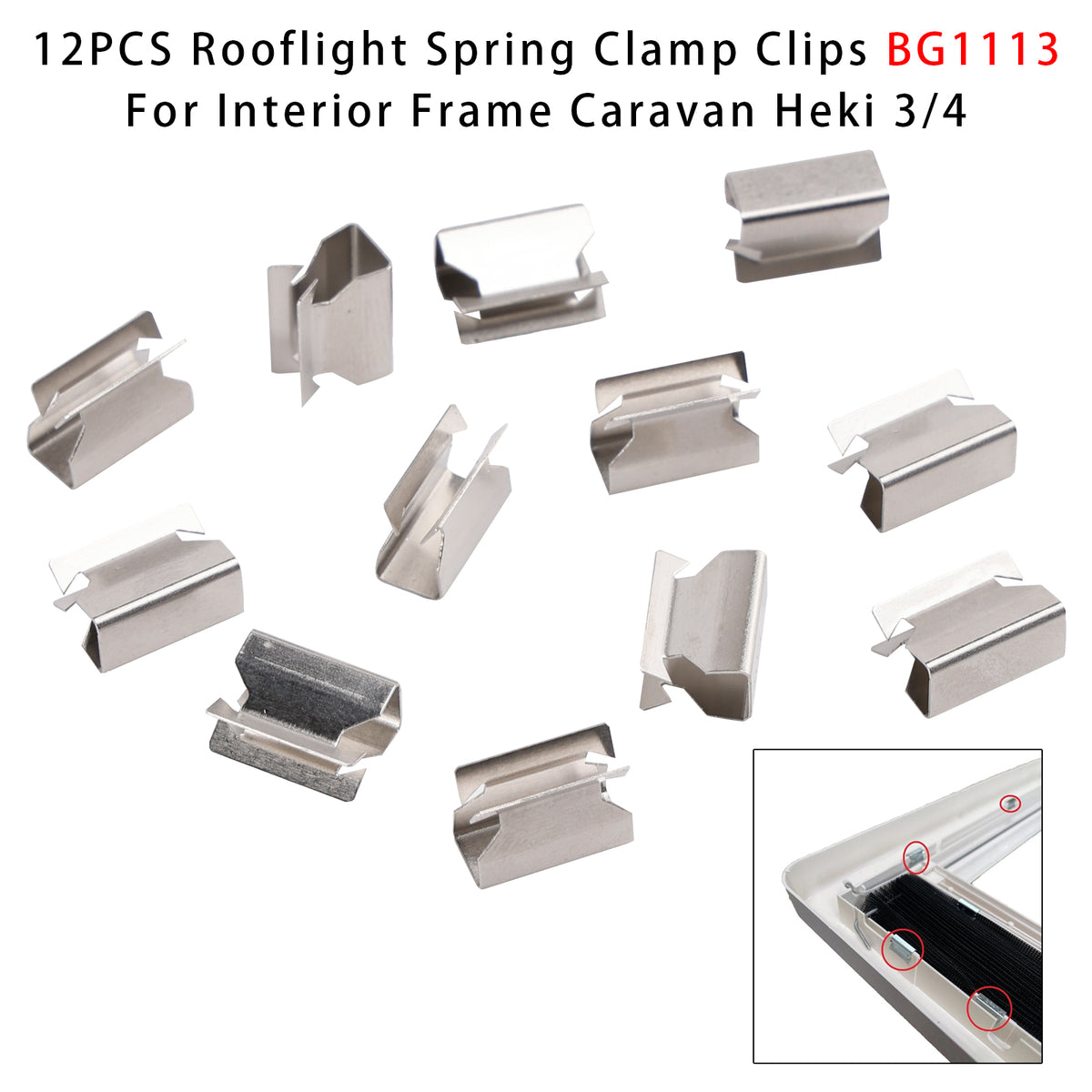 12x Pinces À Ressort De Lanterneau BG1113 Pour Cadre Intérieur Caravane Heki 3/4