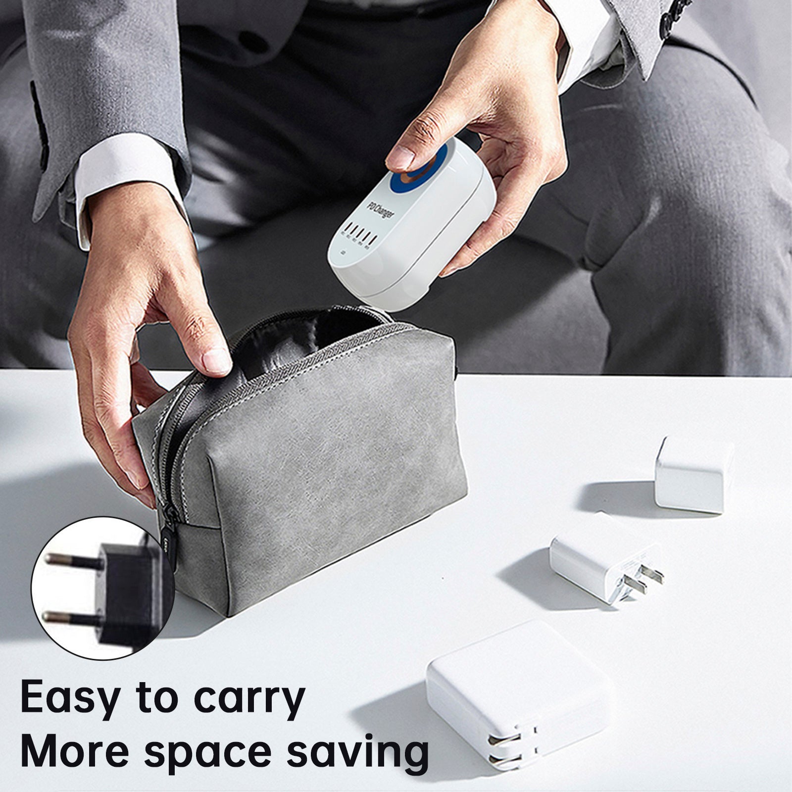 Caricatore multiport magnetico wireless PD 140 W, carico rapido, laptop e telefono cellulare, presa UE