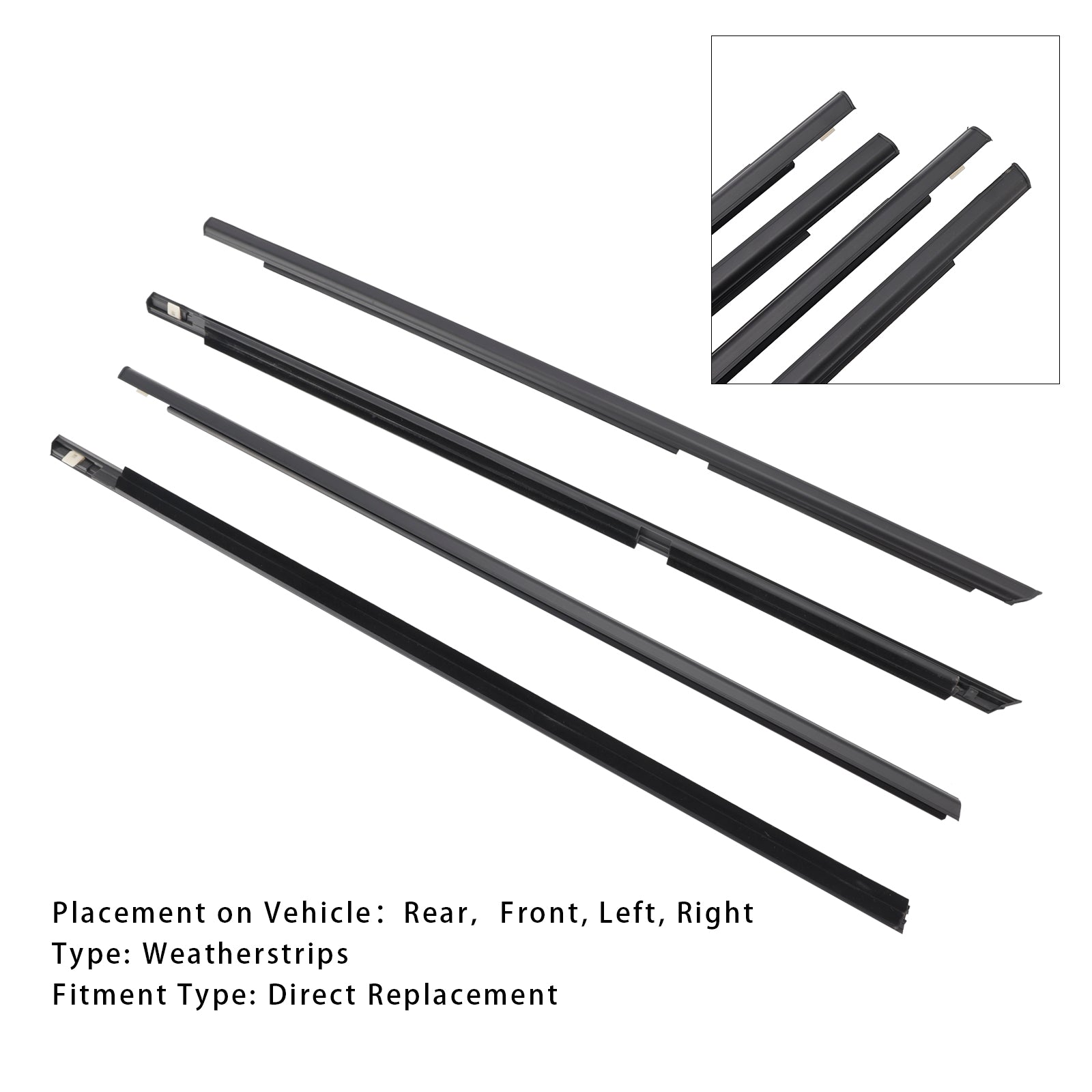 Bande d'étanchéité extérieure pour ceinture de porte en verre Suzuki Grand Vitara 2009-2013 (4 pièces)