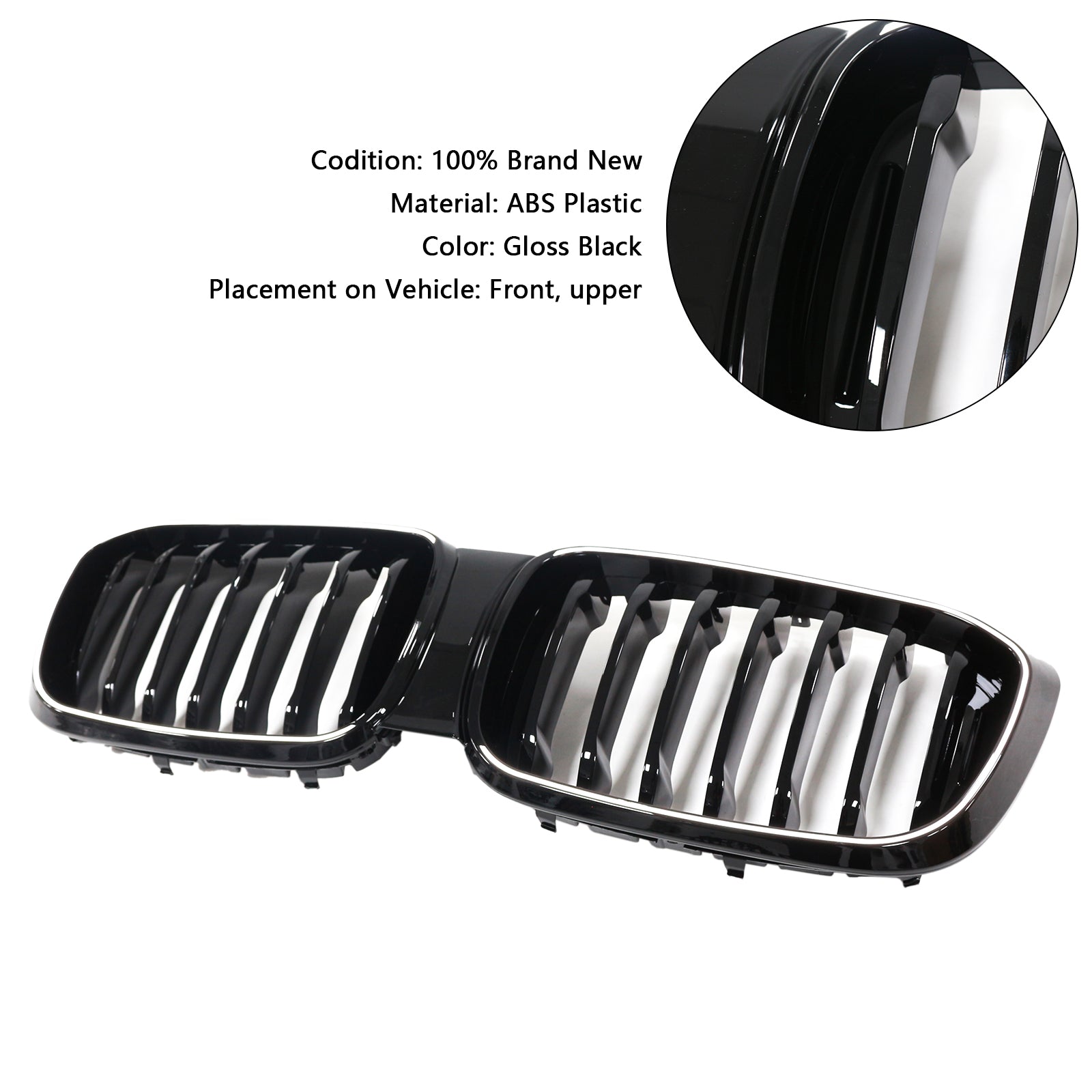 Grille de calandre avant en maille noire brillante pour BMW X4 G02 pré-rehaussée 2018-2021 51138469959 51138469960