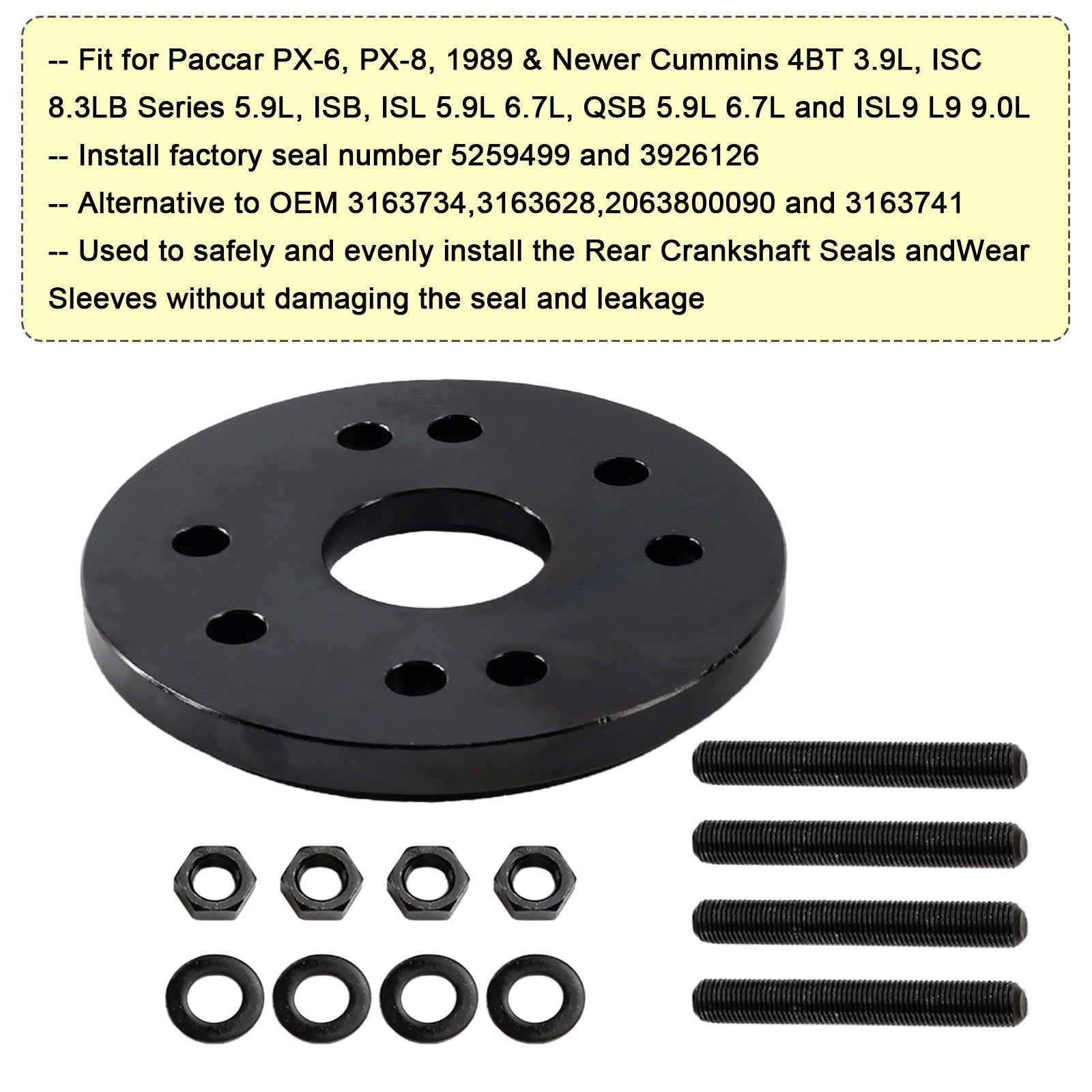 Strumento per lo smontaggio e l'installazione di albero motore anteriore e posteriore Cummine 3,9 L, 5,9 L, 6,7 L 1989-2016