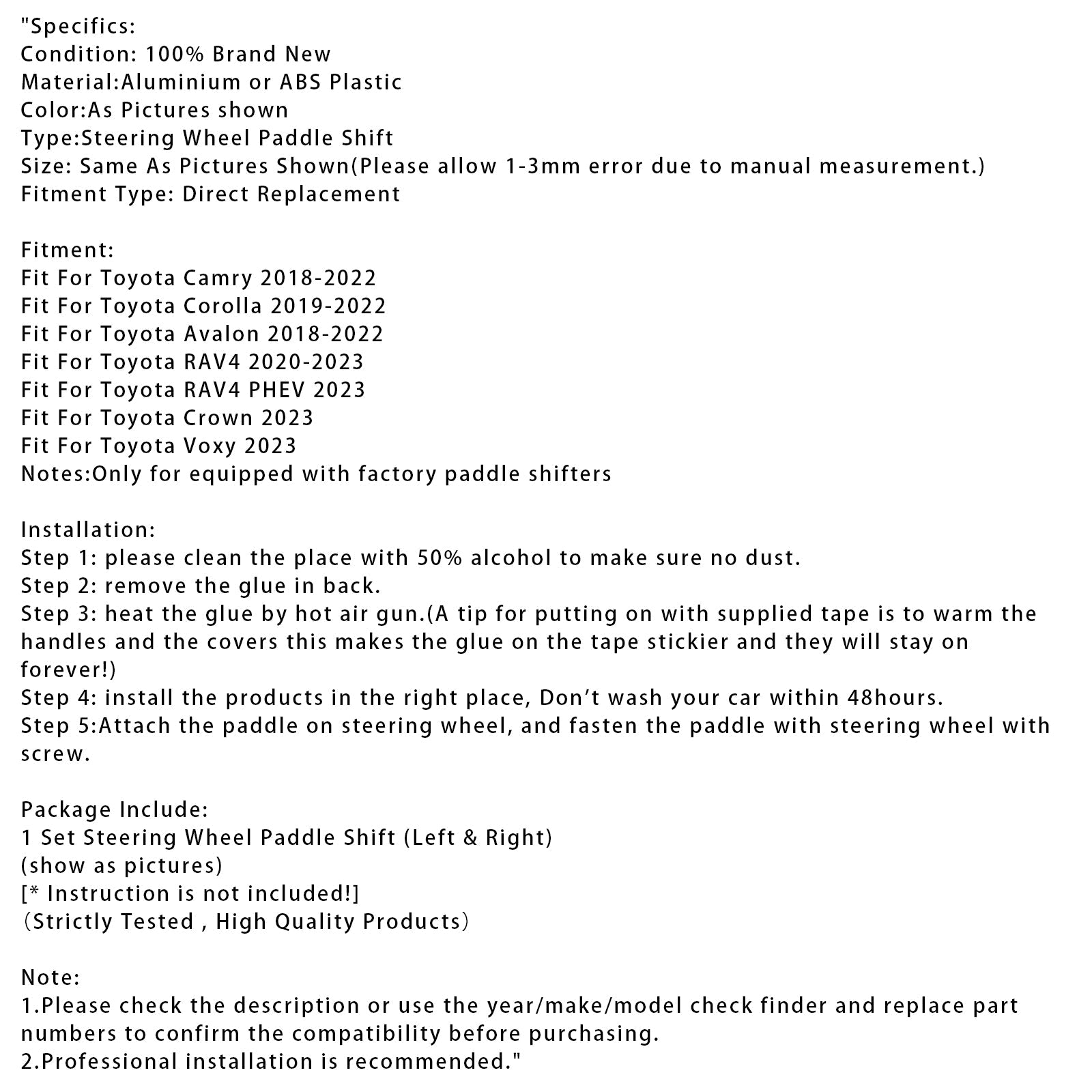 Verlenging van snelheidsverandering Pallets stuurwiel voor Toyota Camry Avalon