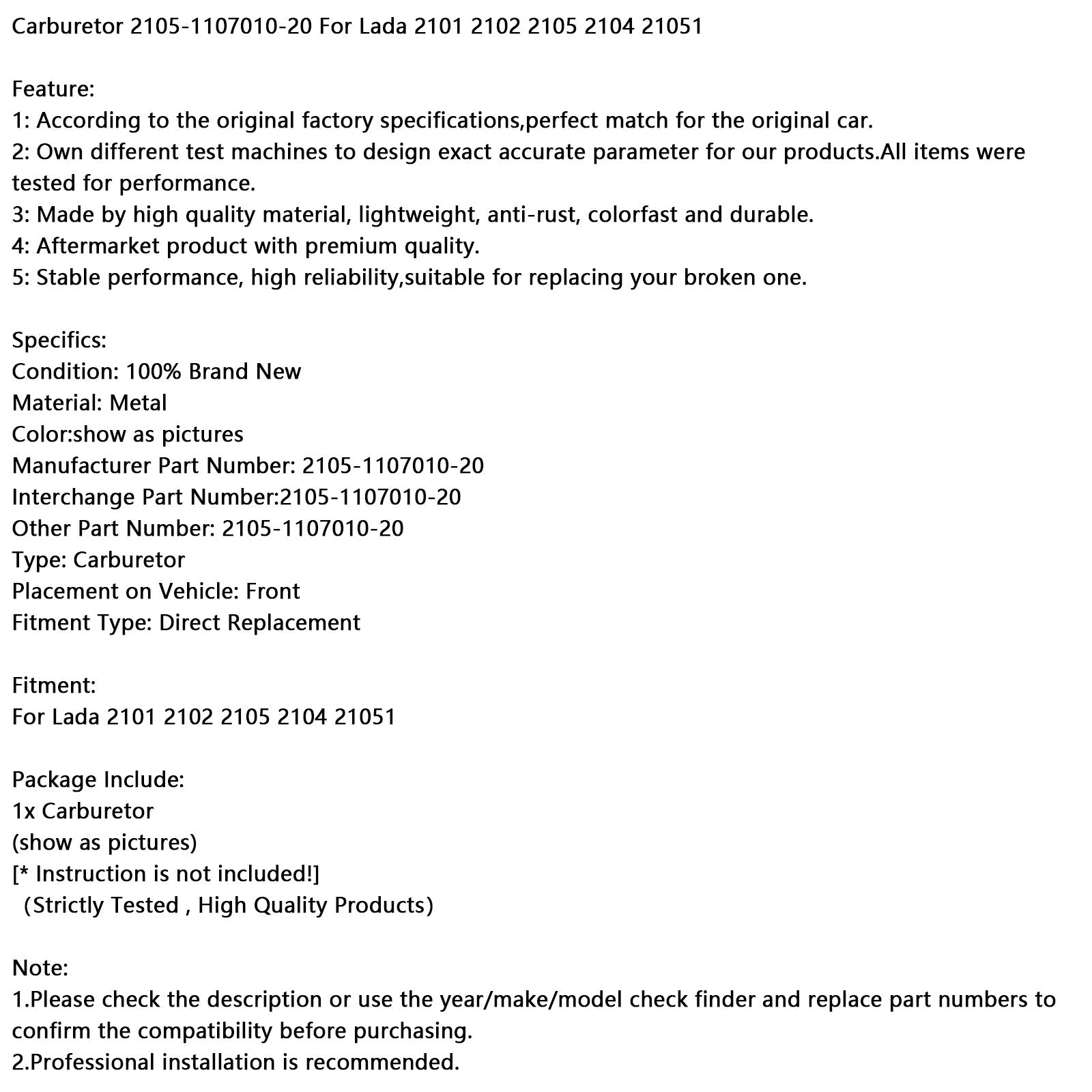 LADA 2101 2102 2105 2104 21051 Carburador 2105-1107010-20