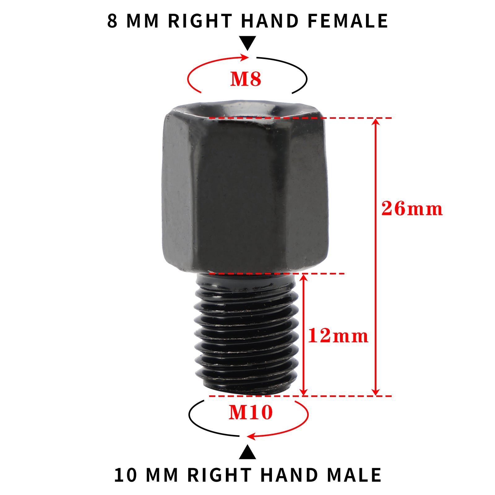 2 adattatori universali per specchietti moto e scooter dallo standard 8 mm allo standard 10 mm