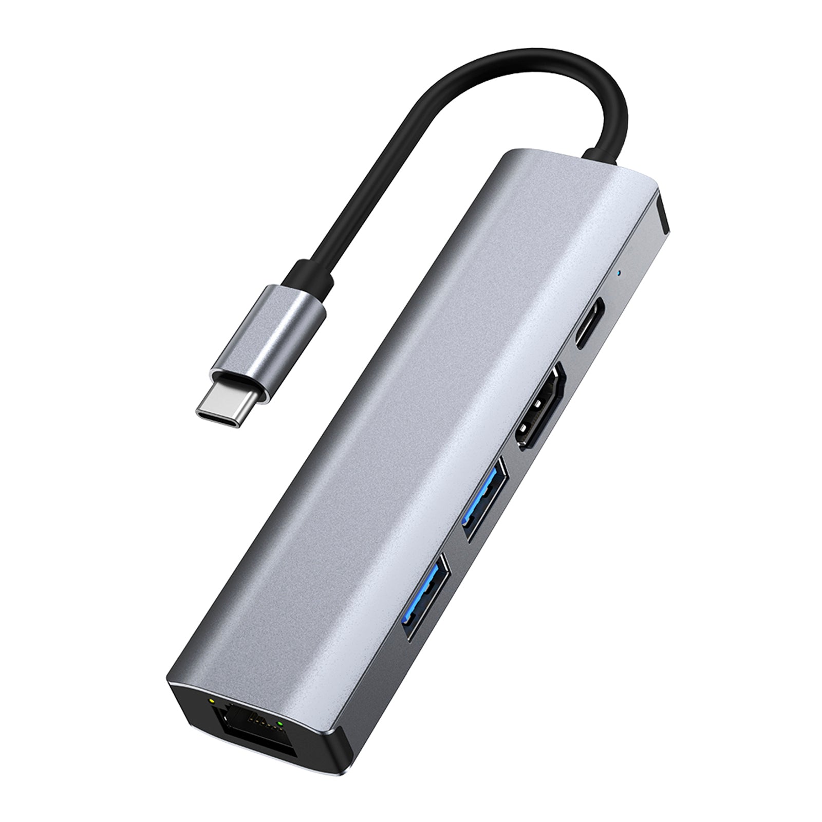 Adaptateur 5 en 1 TYPE-C vers USB 3.0*1 + USB 2.0*1 + PD100W/USB-C Data + HDMI + carte réseau 100M pour iPad