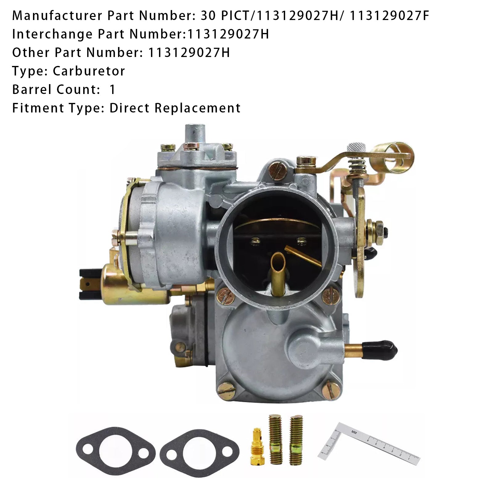 Volkswagen Transporter 30 PICT-1 Carburateur 1 Corps 113129027H 113129027F 1949-1966