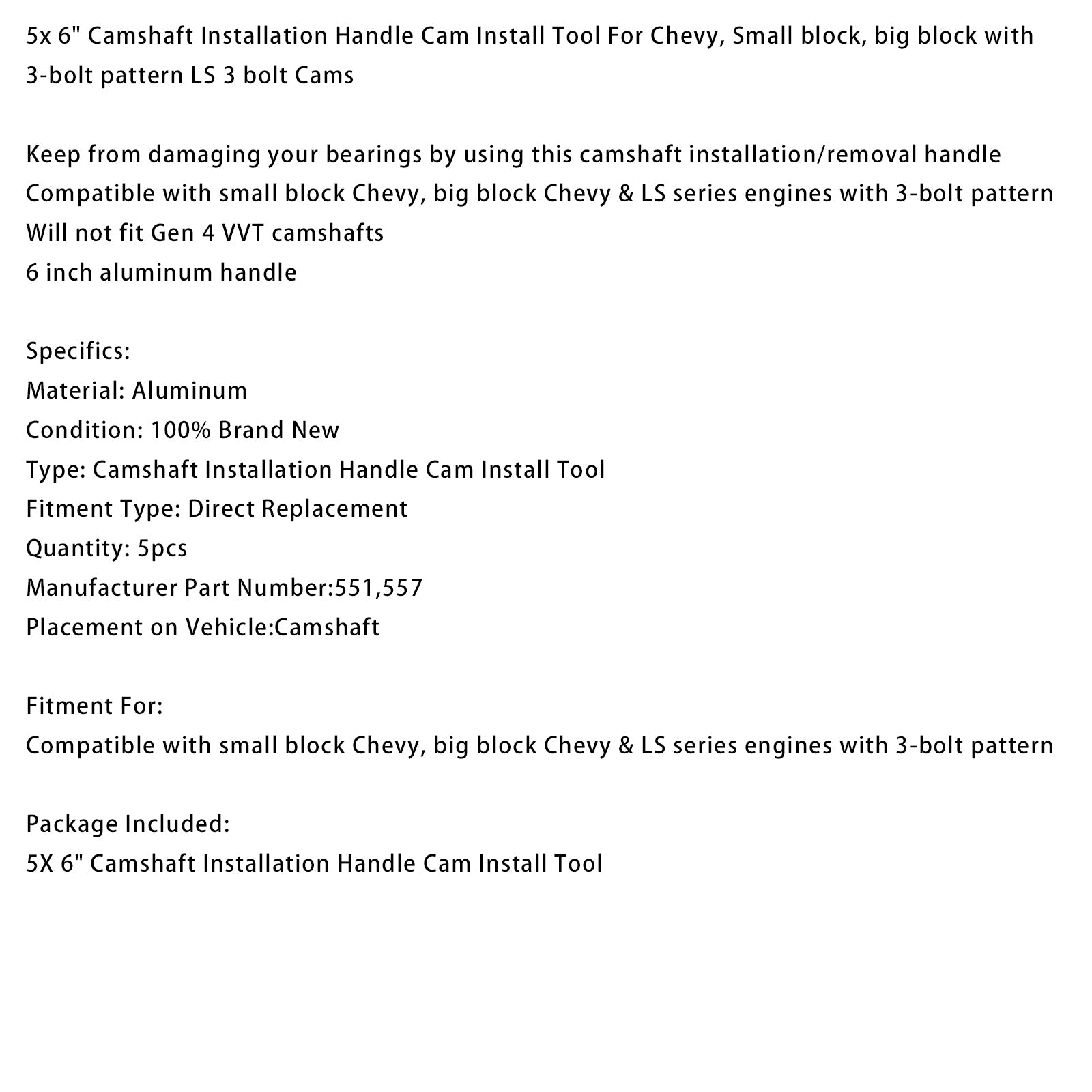 5 x Nokkenasmontagehandgreep 6""Voor Chevy met 3-boutsafstand"