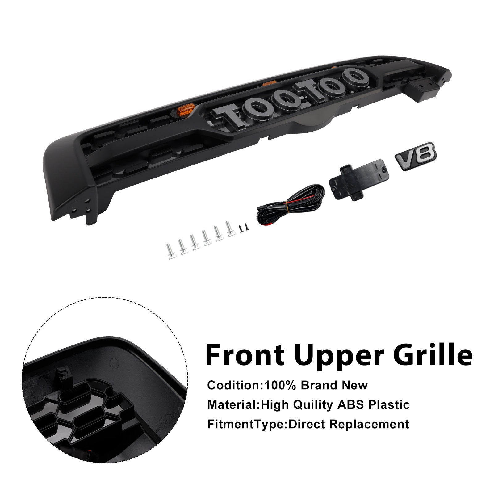 Griglia del paraurti anteriore nera opaca con illuminazione a LED per Toyota Sequoia 2005-2007