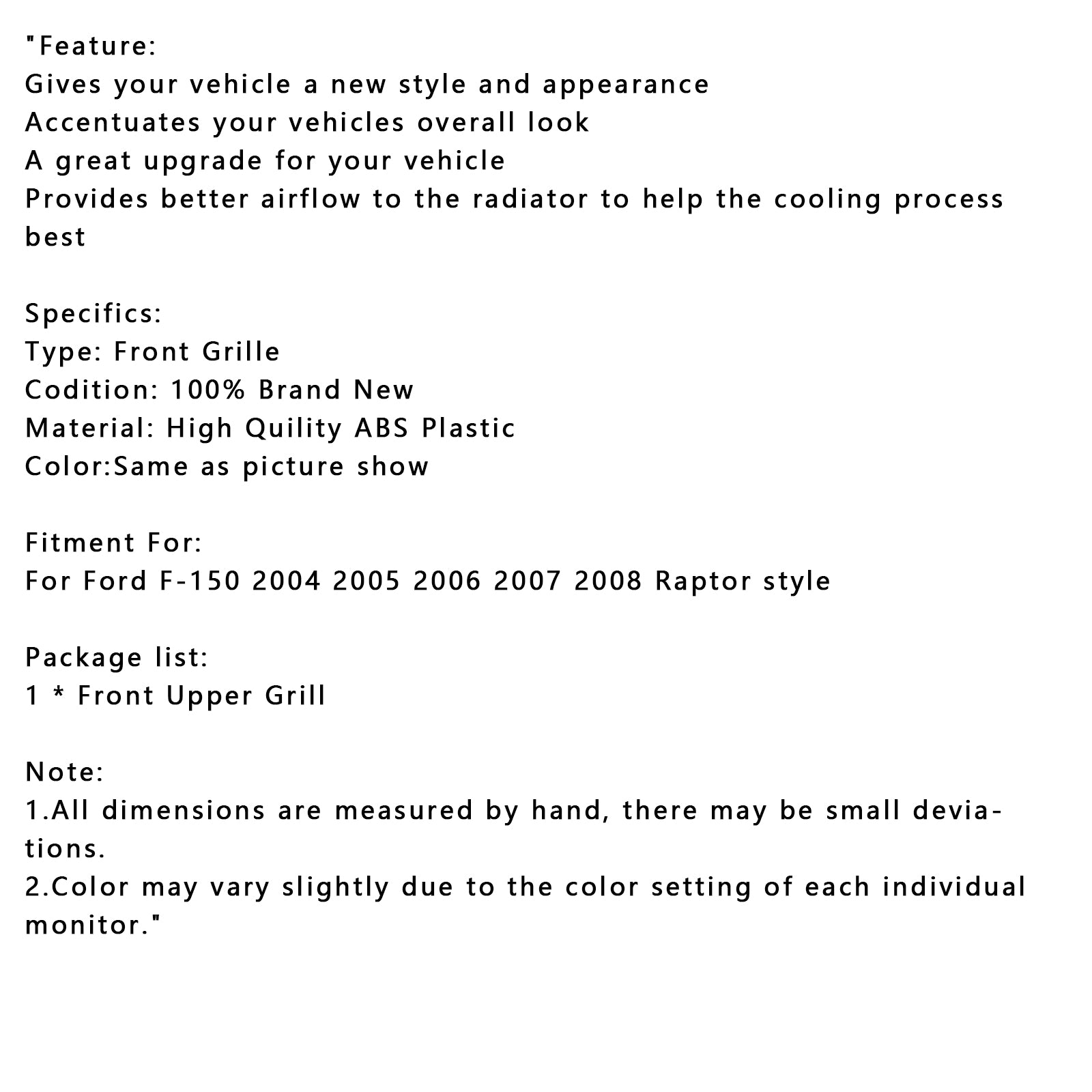 Mrežasta rešetka sprednjega pokrova za Ford F150 Raptor 2004-2008 z LED