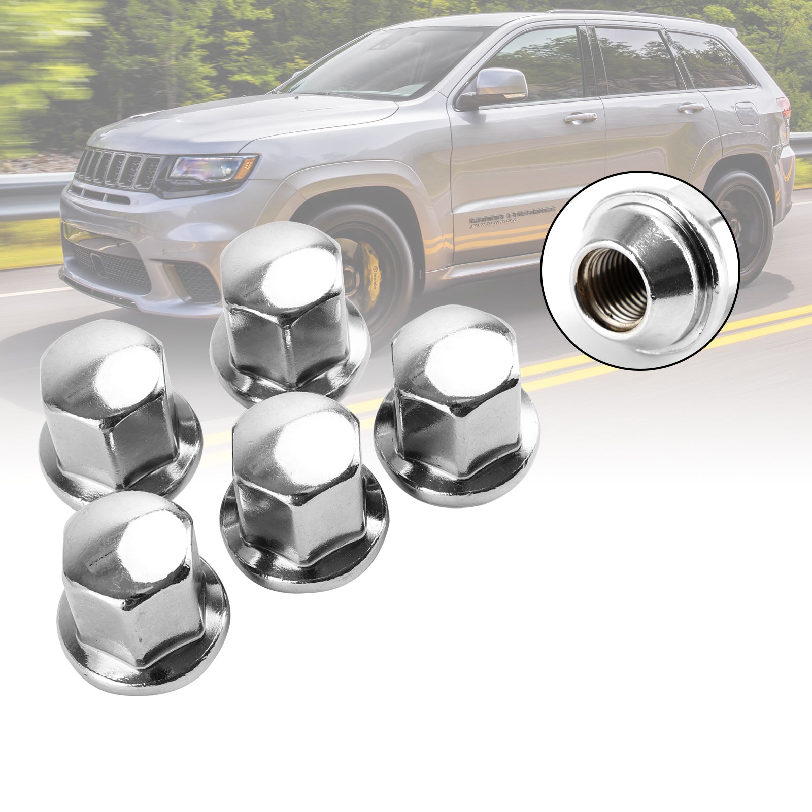 Dadi per ruote da 5 pezzi adatti per Ram 1500 per Jeep Grand Cherokee Wrangler 2012-2018 14x1.5