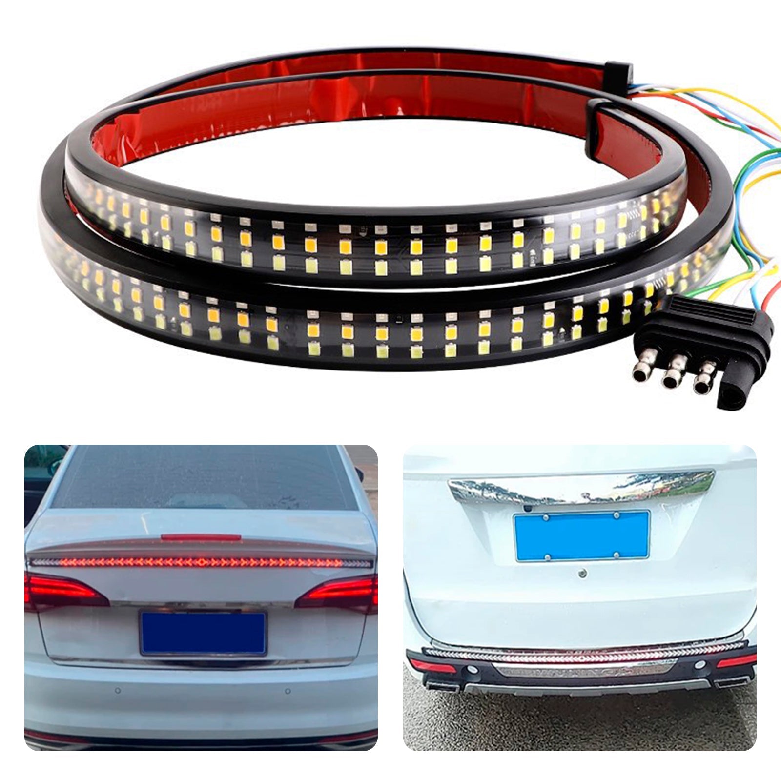 Banda de luces traseras LED para automóvil y camión, indicadores, dinámica, tres filas, 1.5 metros