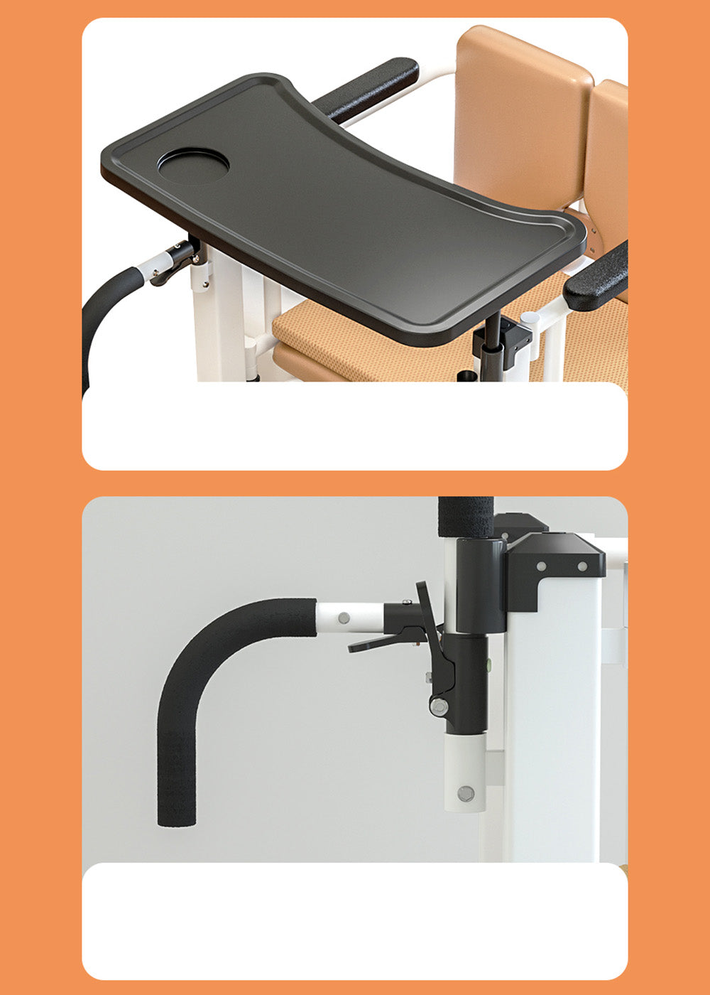Fauteuil roulant à transfert hydraulique avec siège et table divisés à 180 °