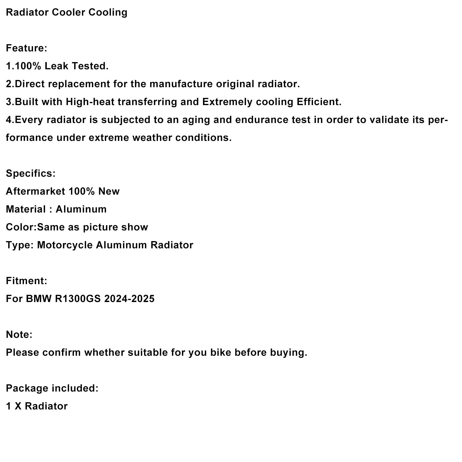 Radiateurkoeler voor BMW R1300GS 2024-2025 motor