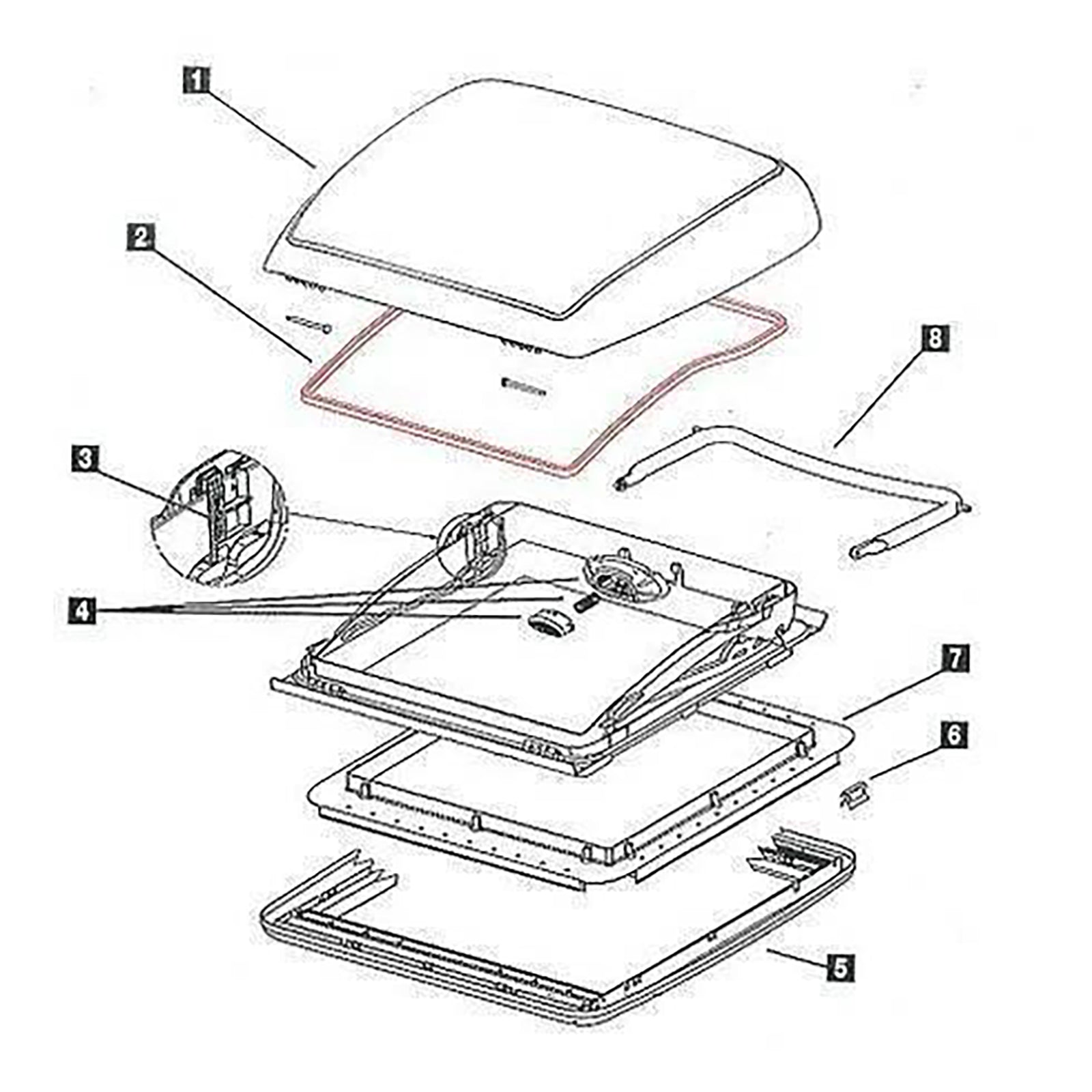 Joint d'étanchéité en mousse de caoutchouc noir pour lanterneau 1,65 m BG1327 pour Heki Mini