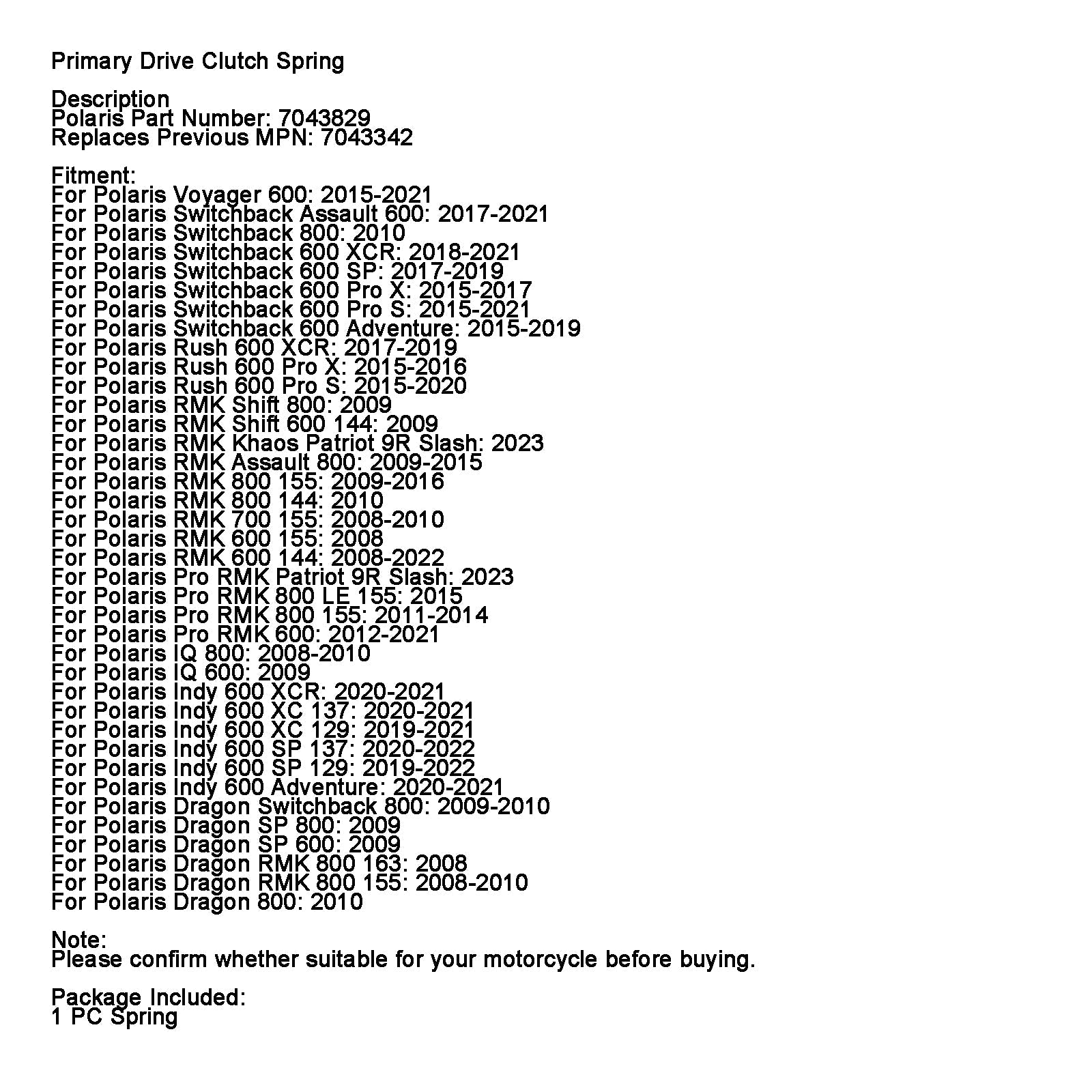 Ensisijainen vetokytkinjousi 7043342 Polaris Switchback Rush RMK Indylle, 7043829