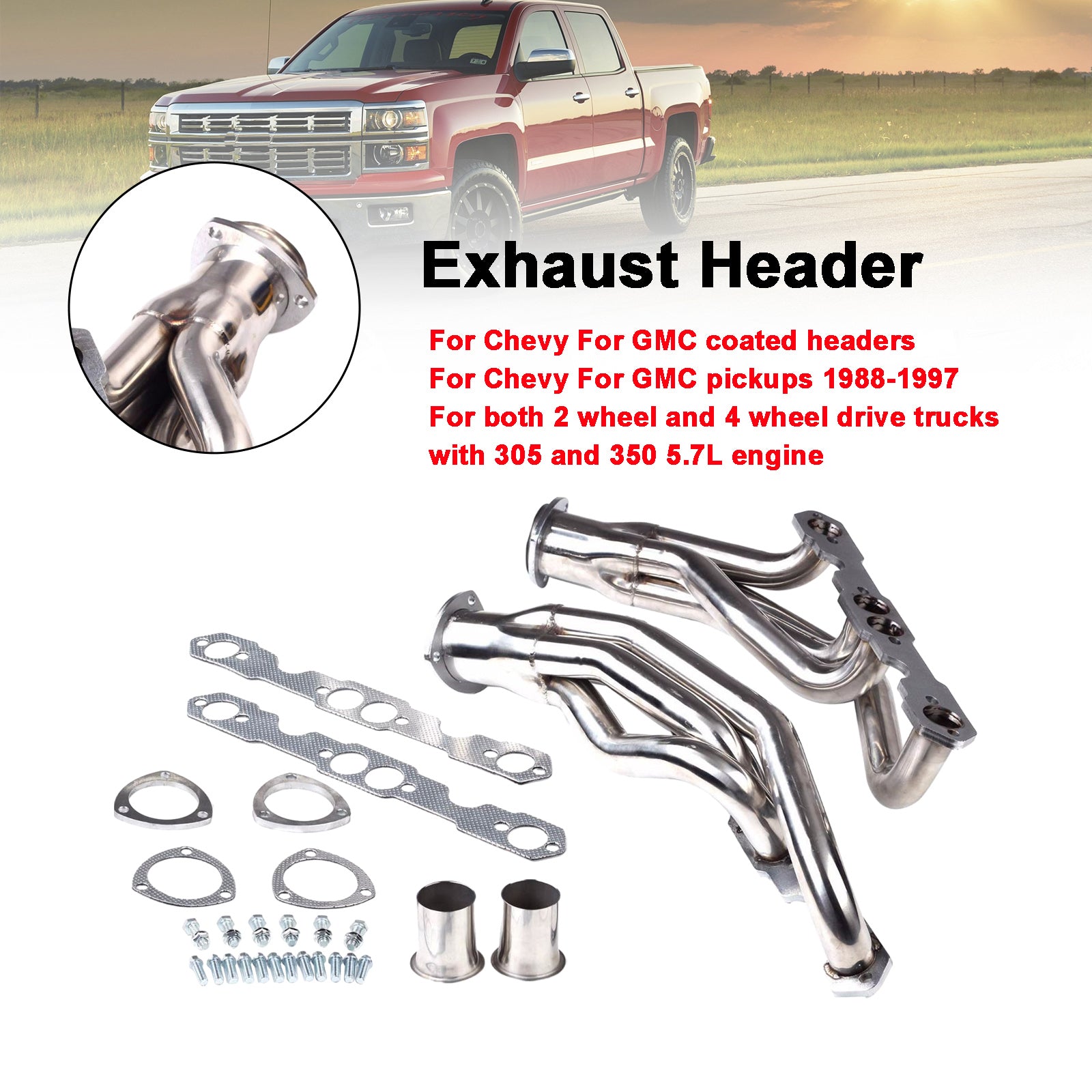 Chevrolet GMC 1988-1997 5.0L/5.7L 305 350 V8 roestvrijstalen header