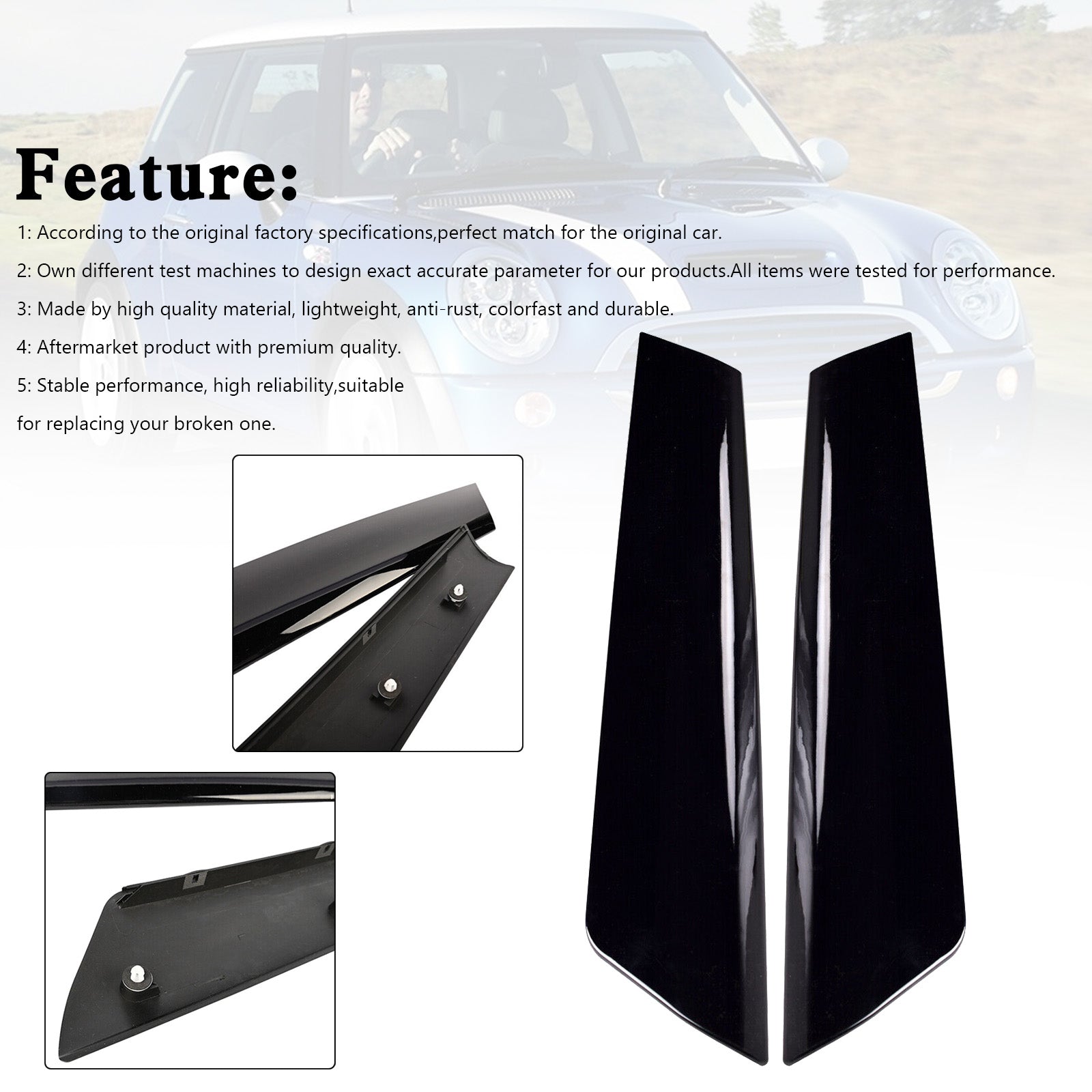 Gauche+Droite Front Windshield Post Trim 51137128157 58 Pour Mini Cooper R50 R52