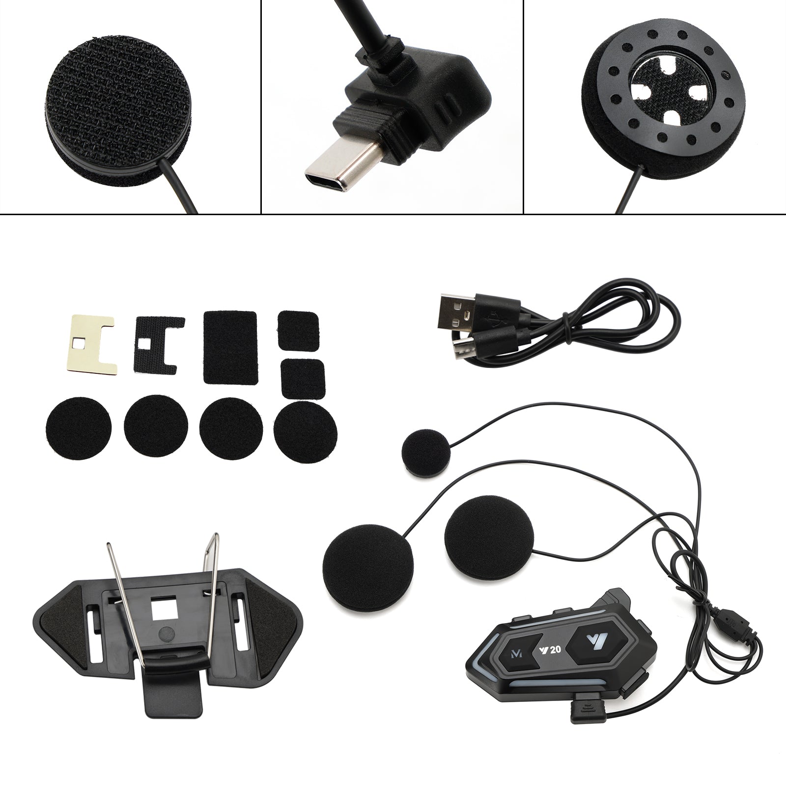 Casque Bluetooth Écouteur Casque Lecteur Sans Fil Universel Noir Y20 Pour Moto