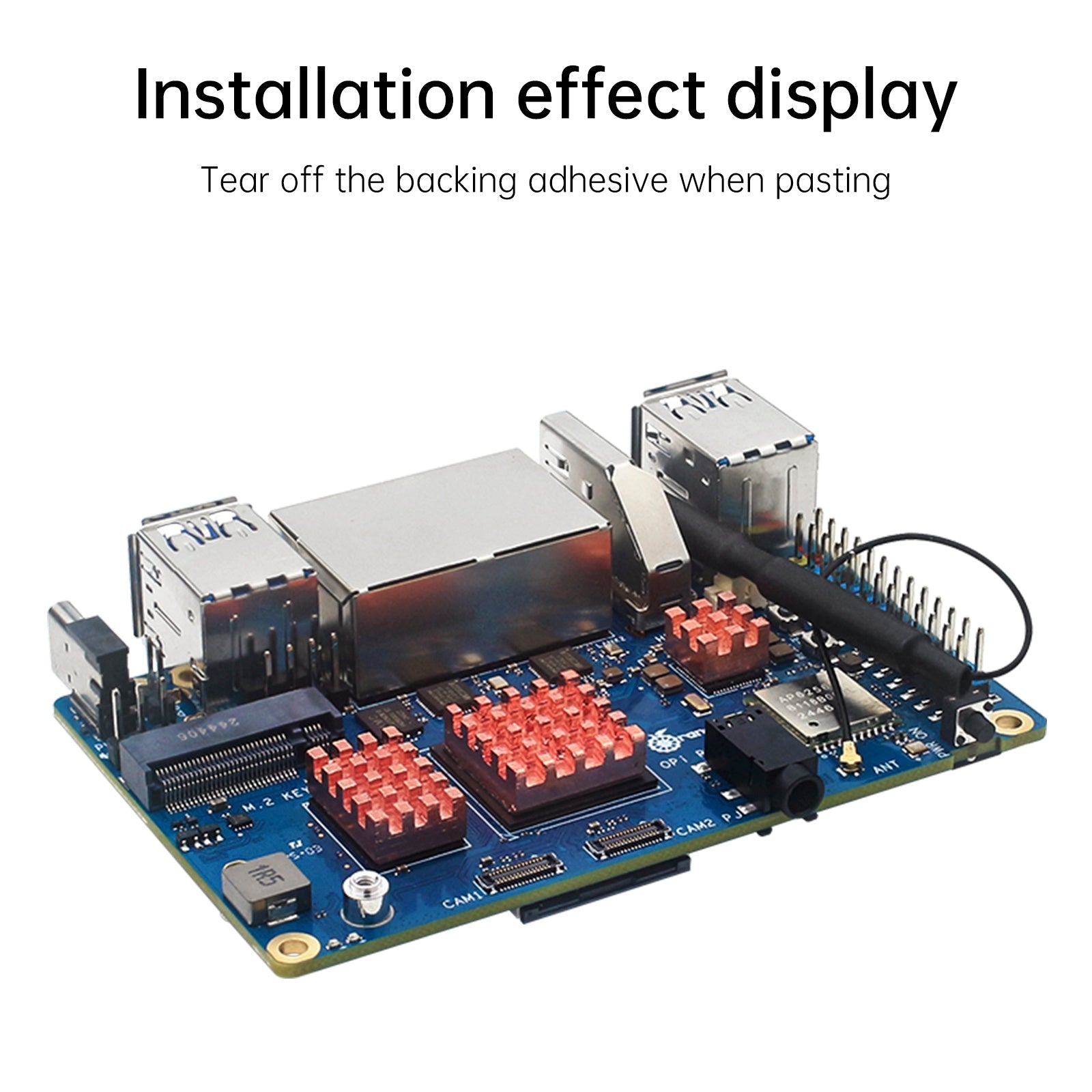 Radiatore Orange PI RV2, scheda di sviluppo, dissipatore termico in rame puro, dispositivo di raffreddamento adesivo