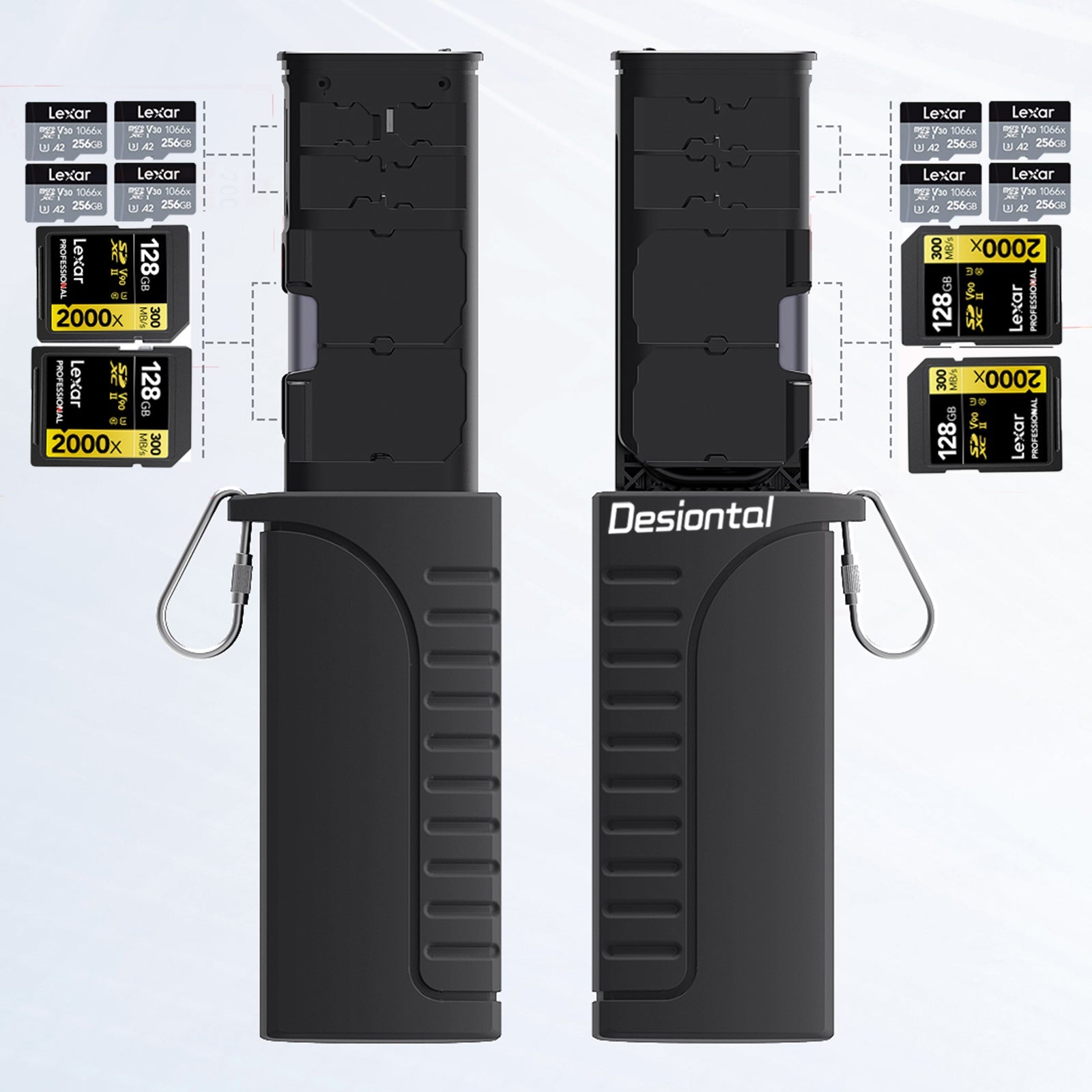 2 in 1 High Speed Flash-kortinlukija valokuvien lähetyksen säilytyslaatikko, vedenpitävä