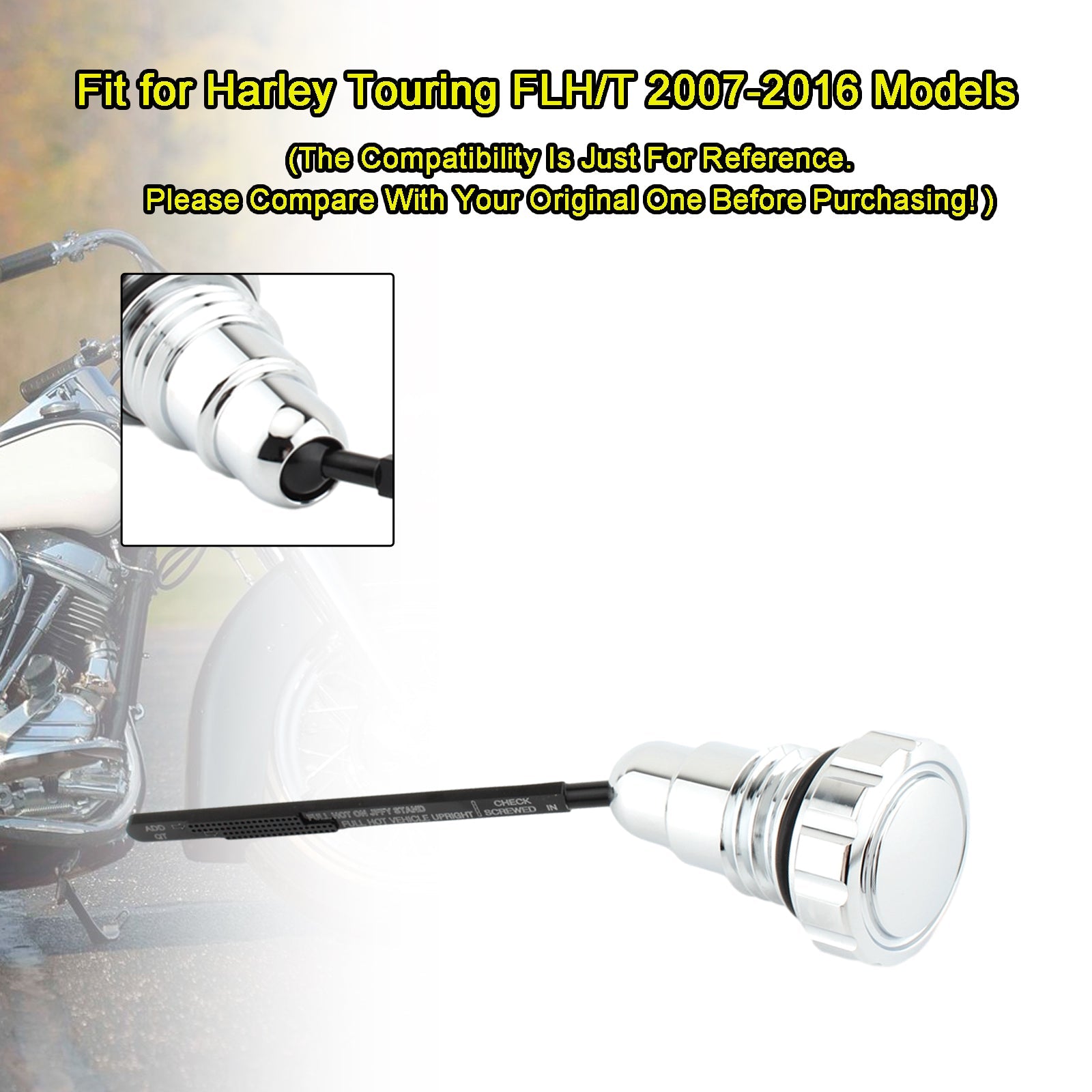 Tapa del tanque de calibre de aceite, Harley Touring FLH/T 2007 - Modelos 2016, enchufe para Touring FLH/T