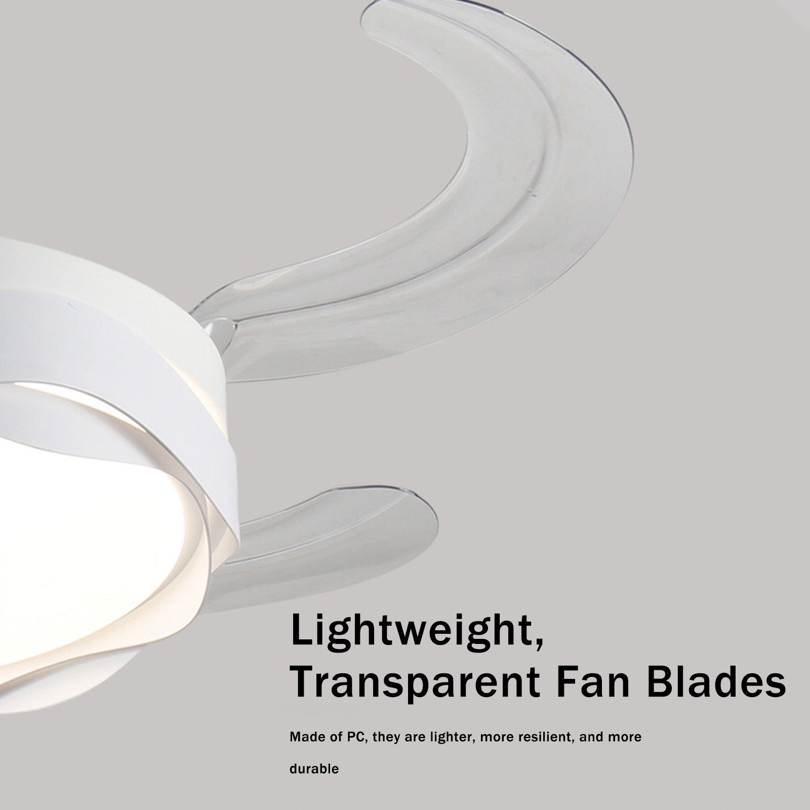 Ventilateur de Plafond Moderne 48" avec Éclairage – Pales Transparentes Rétractables, 6 Vitesses, 35 W, Contrôle par Application