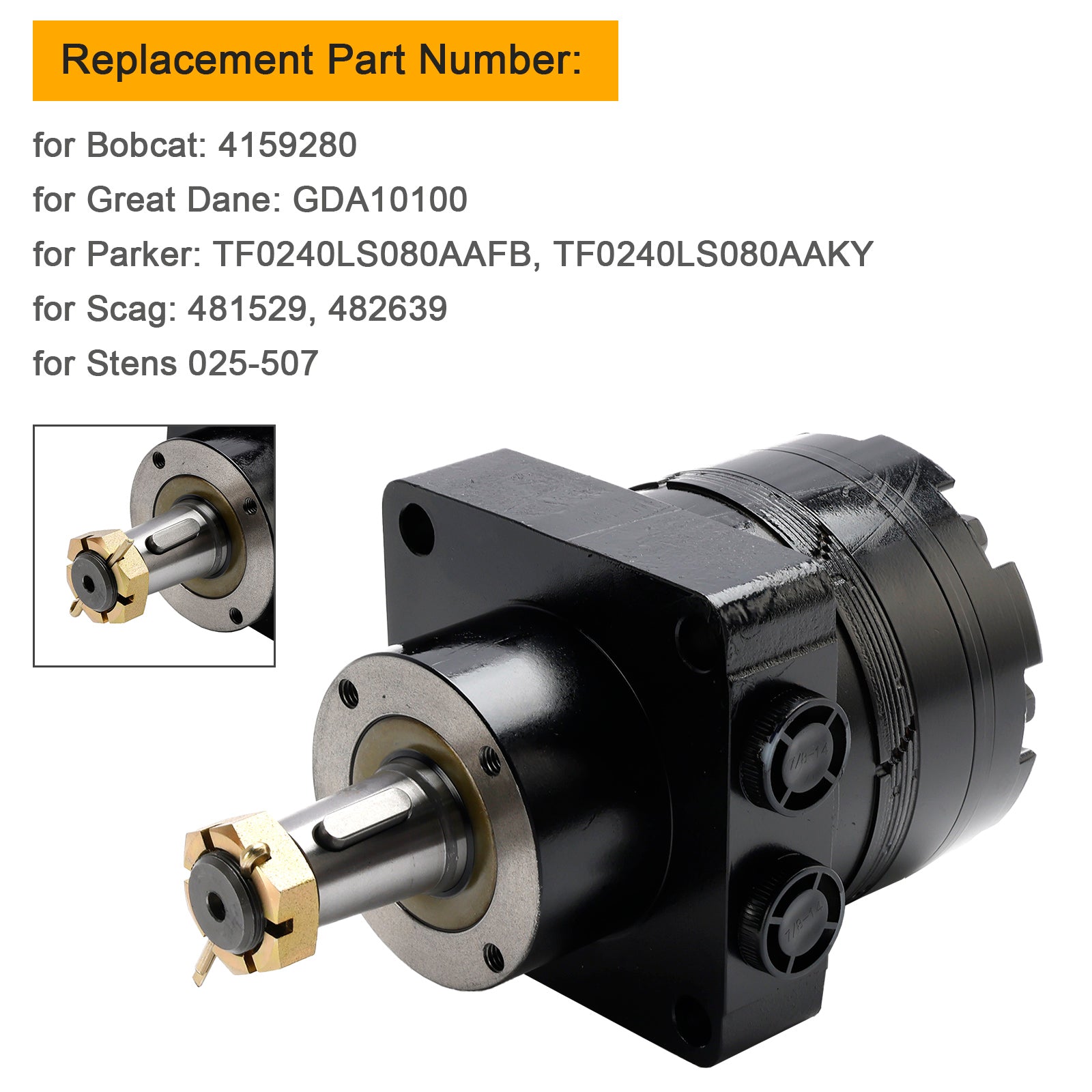 Motor de rueda hidráulica para Scag 481529 y 482639 para Wildcat Turf Tiger Cub 27-502