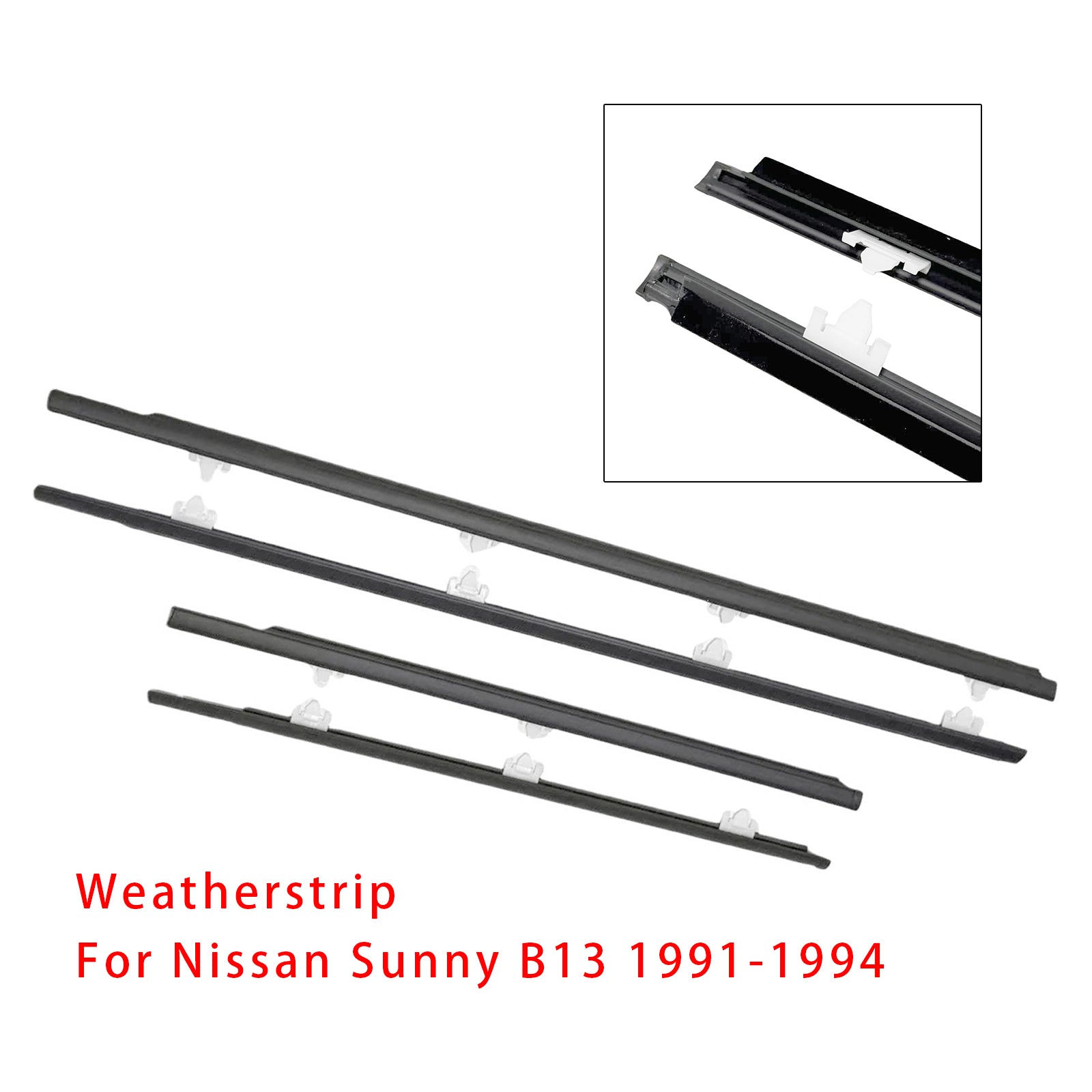 4 joints d'étanchéité de fenêtre pour Nissan Sunny B13 1991-1994